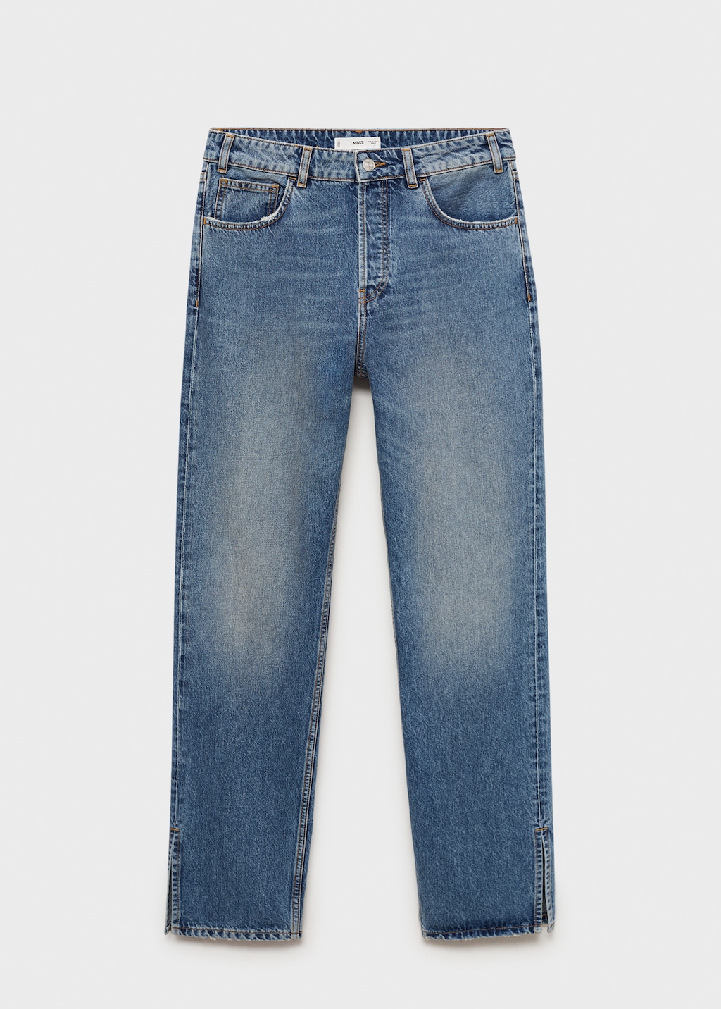 Medium-rise straight jeans with slits