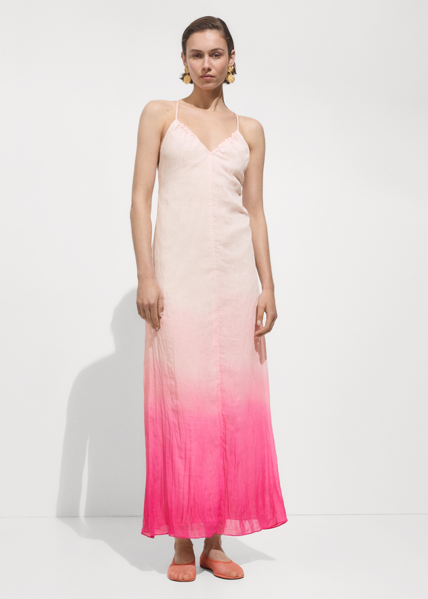 Bedrukte lyocell jurk Dames MANGO Suriname - Main Image