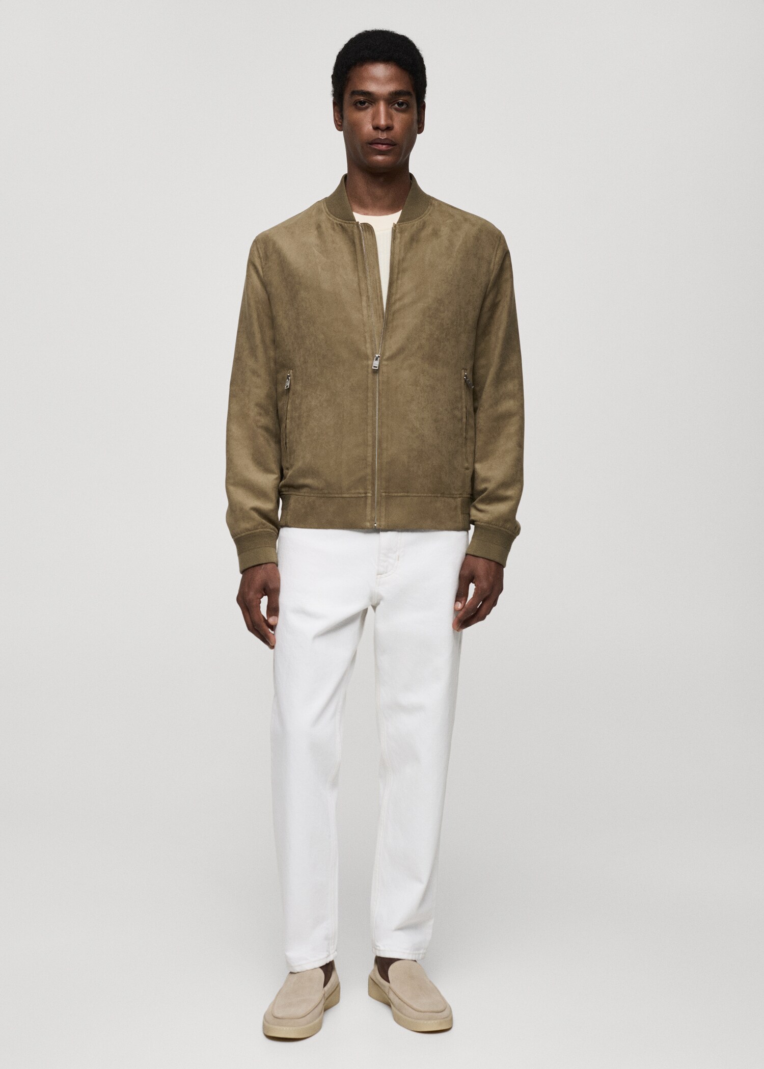 Suede-effect bomber jacket - General plane