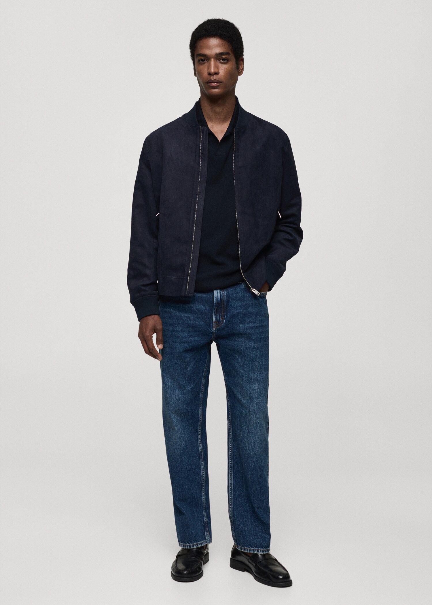 Suede-effect bomber jacket - General plane