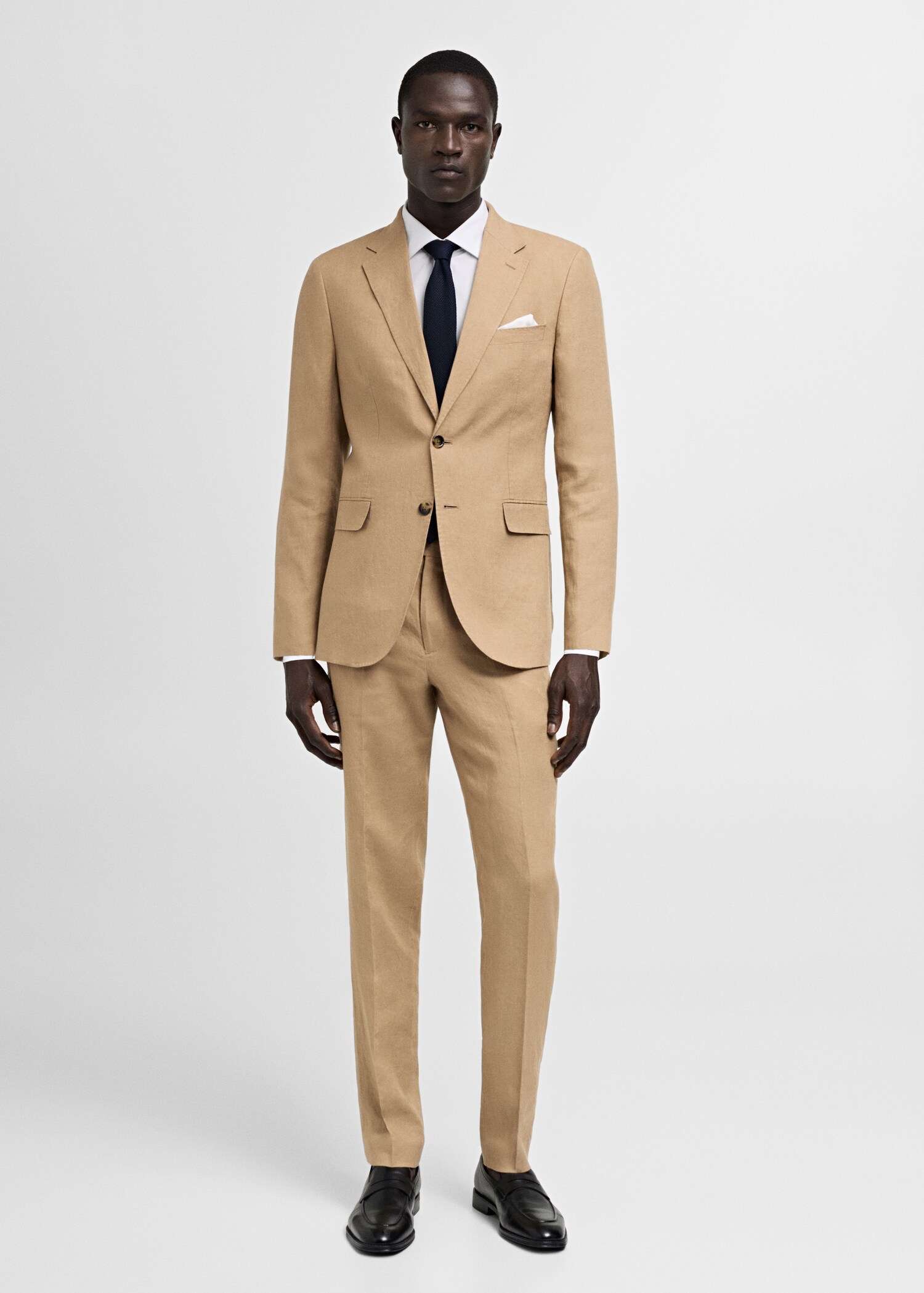 100% linen slim-fit suit trousers - General plane