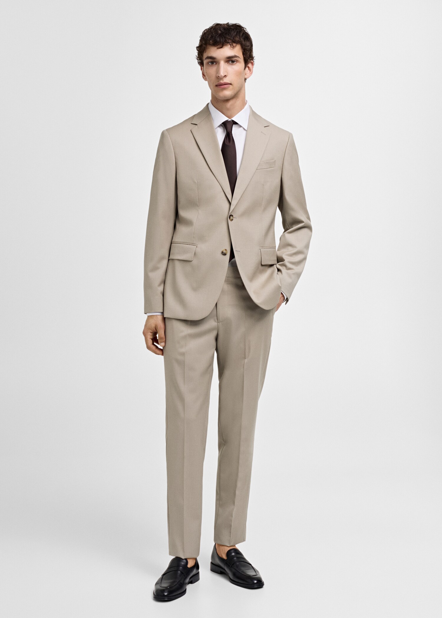 Pantalón traje slim fit 100% lana virgen - Plano general