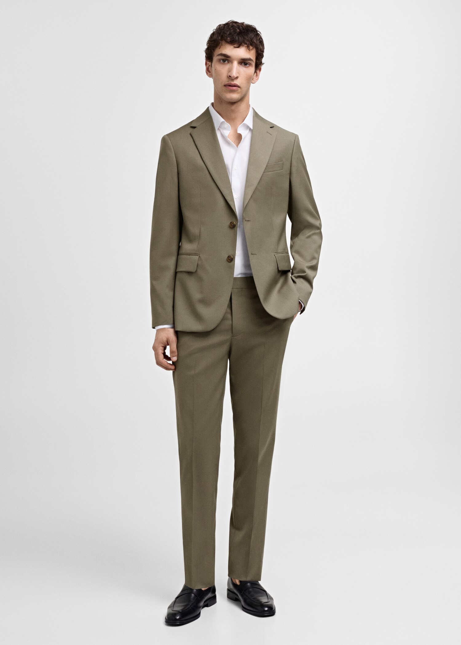 Pantalón traje slim fit 100% lana virgen - Plano general