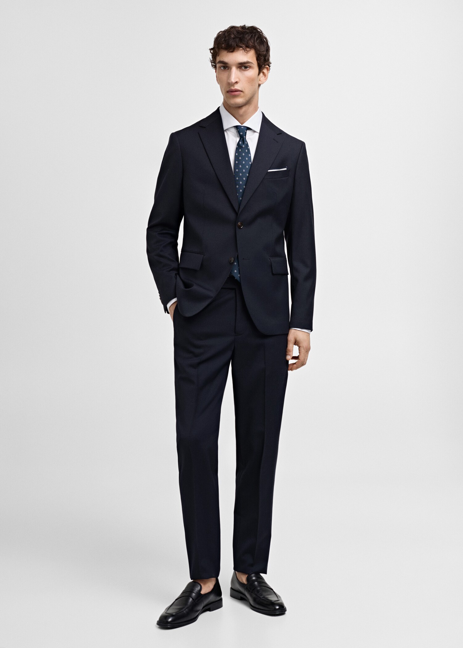 Pantalón traje slim fit 100% lana virgen - Plano general
