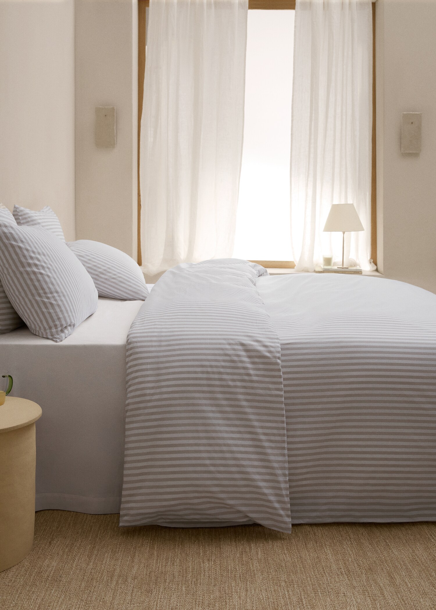 Striped cotton duvet cover Superking bed - General plane