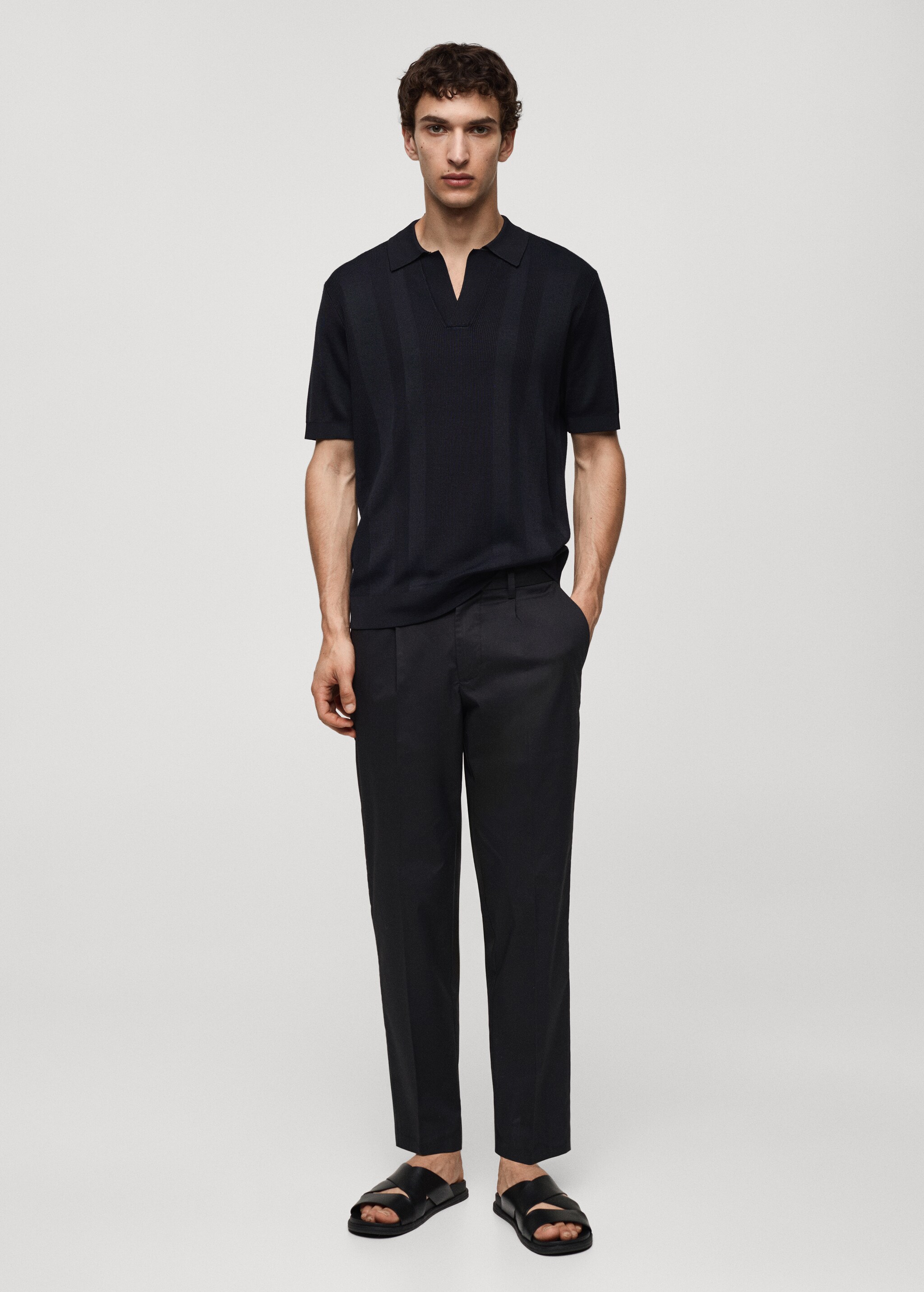 Ribbed knit polo shirt - General plane