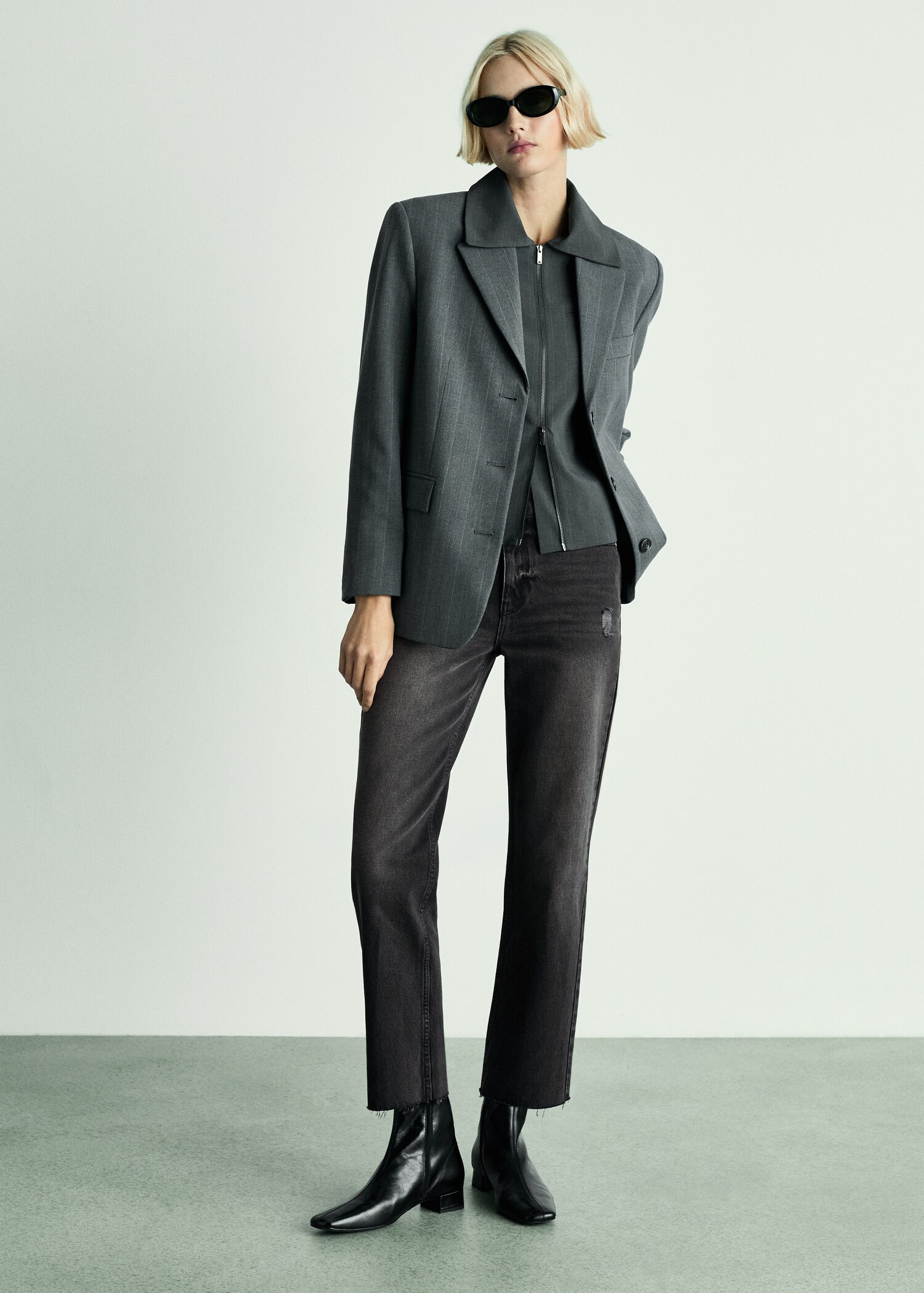 Jeans Blanca rectos crop - Plano general