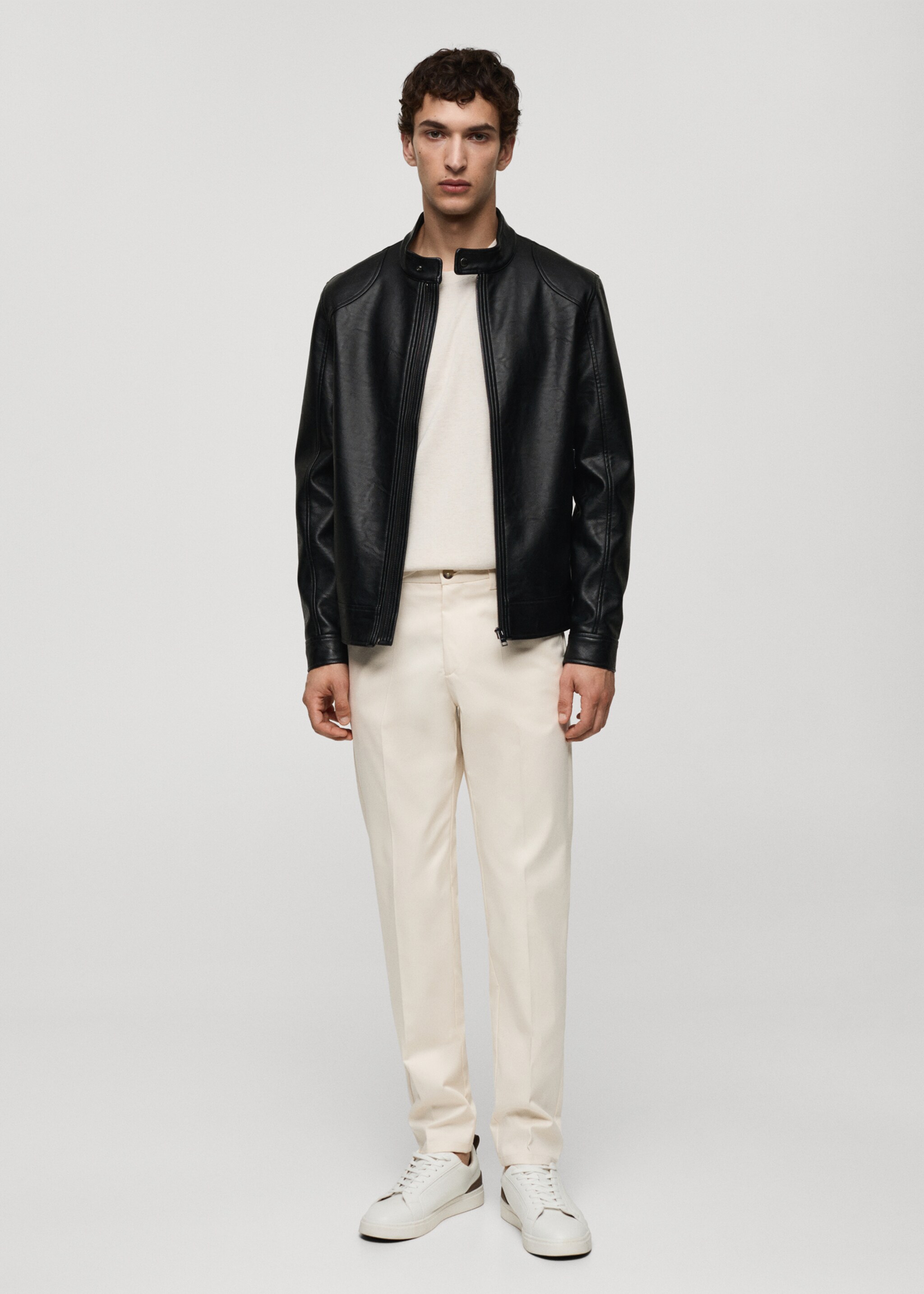 Zip-up leather-effect jacket - General plane