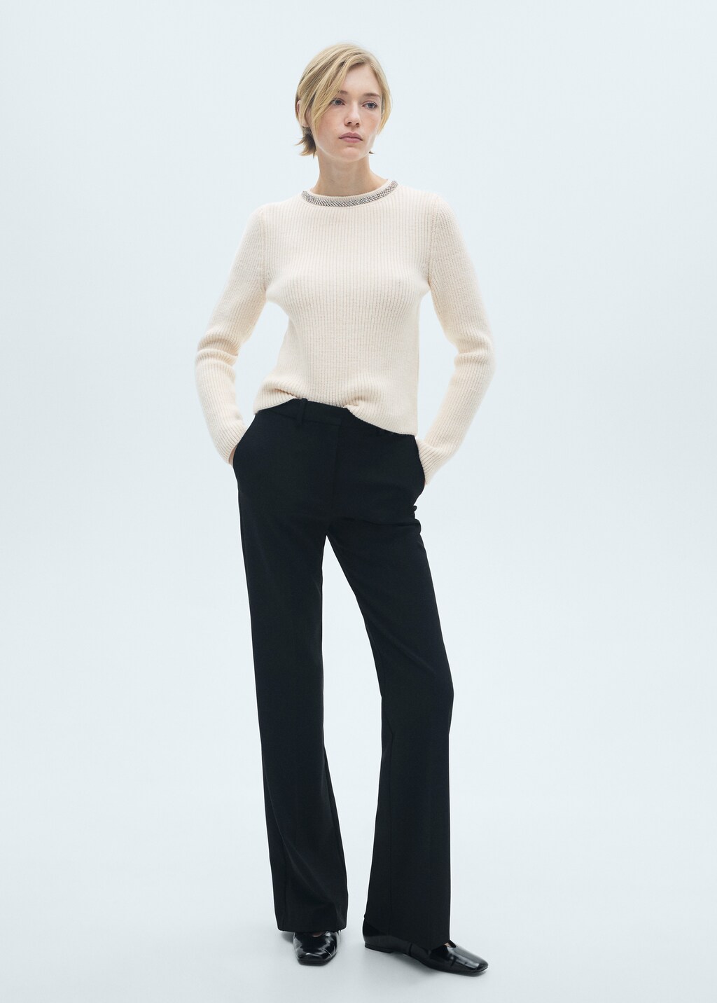 Sweater with jeweled neckline best sale