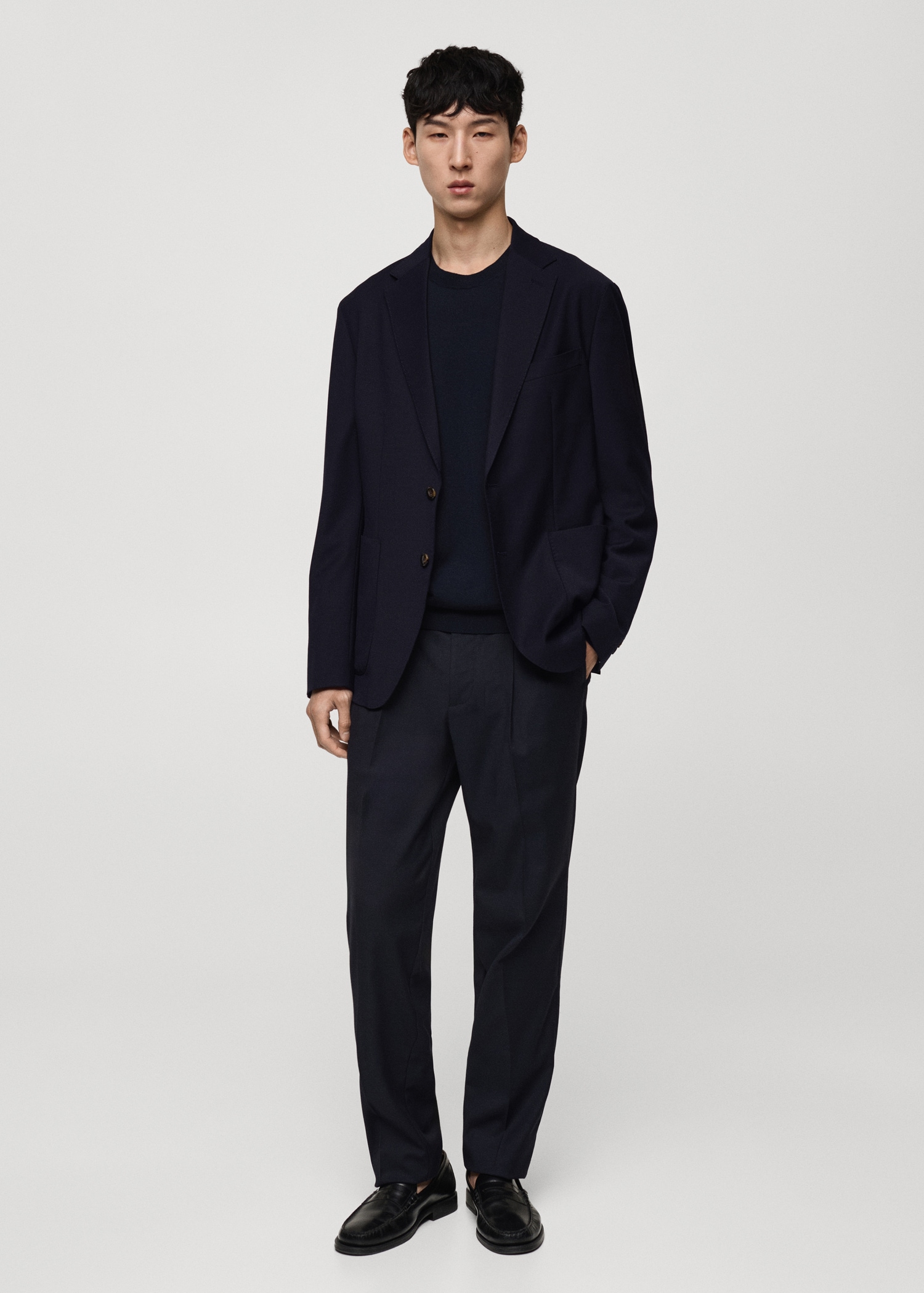 Slim-fit wool jacket with pockets - General plane