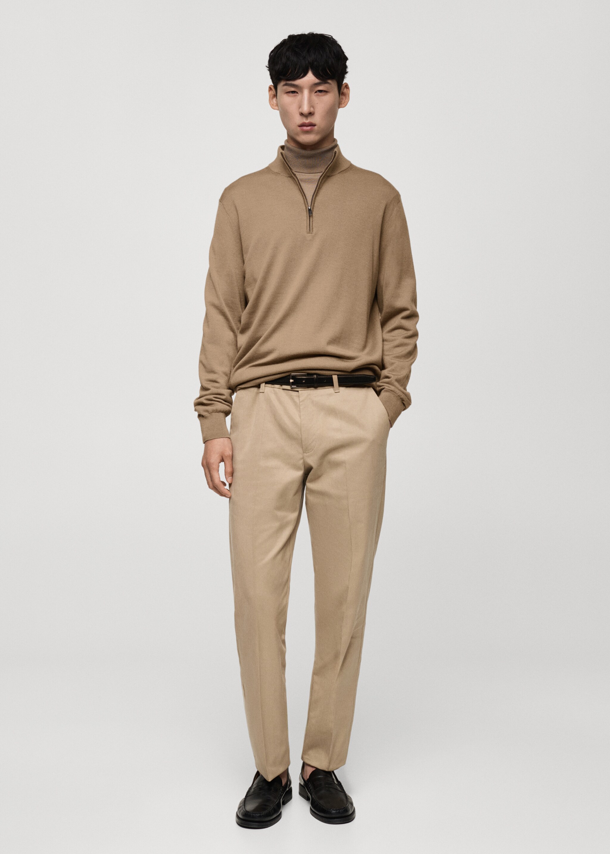100% merino wool sweater with zip-neck - General plane