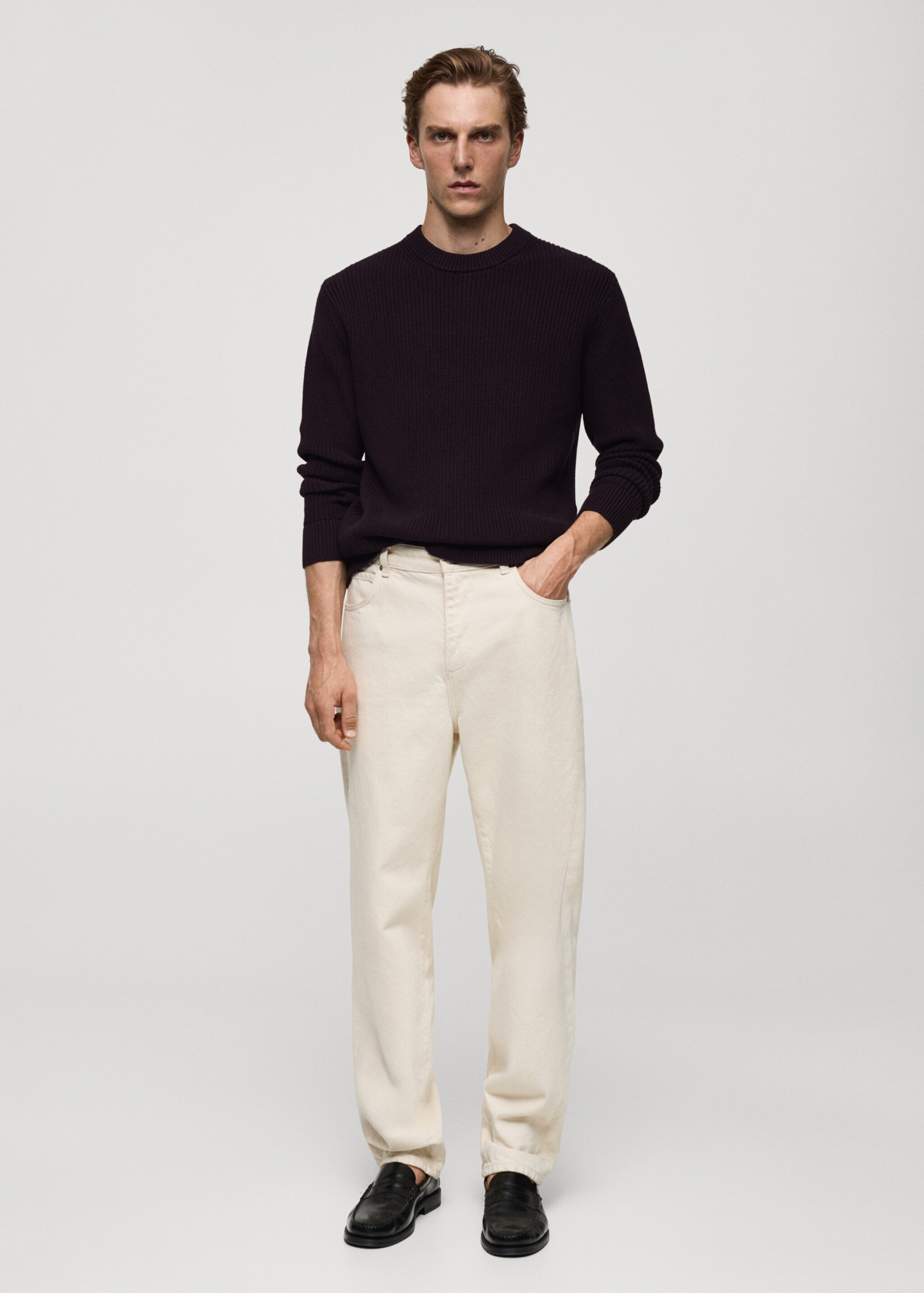 Ribbed cotton knitted sweater - General plane