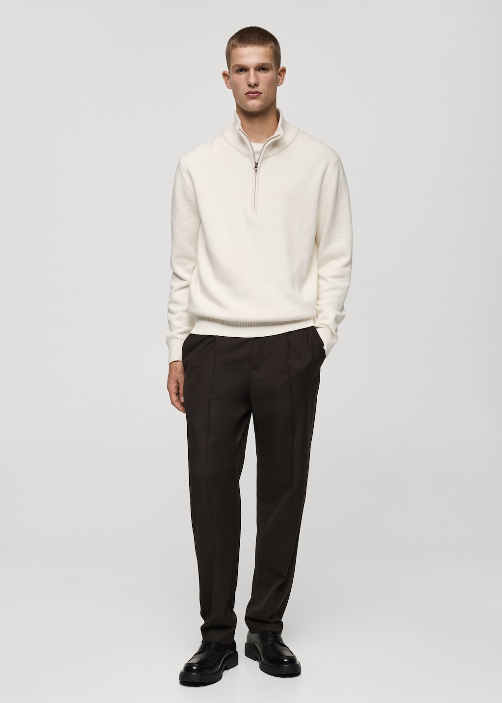 Zipped high collar sweater