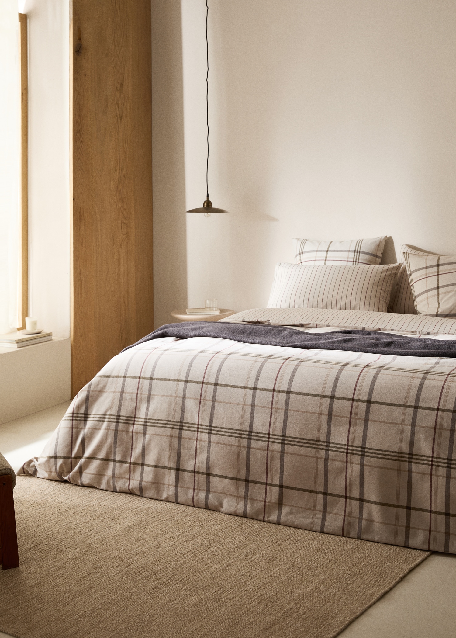 Housse de couette réversible flanelle carreaux lit 150 cm - Plan général