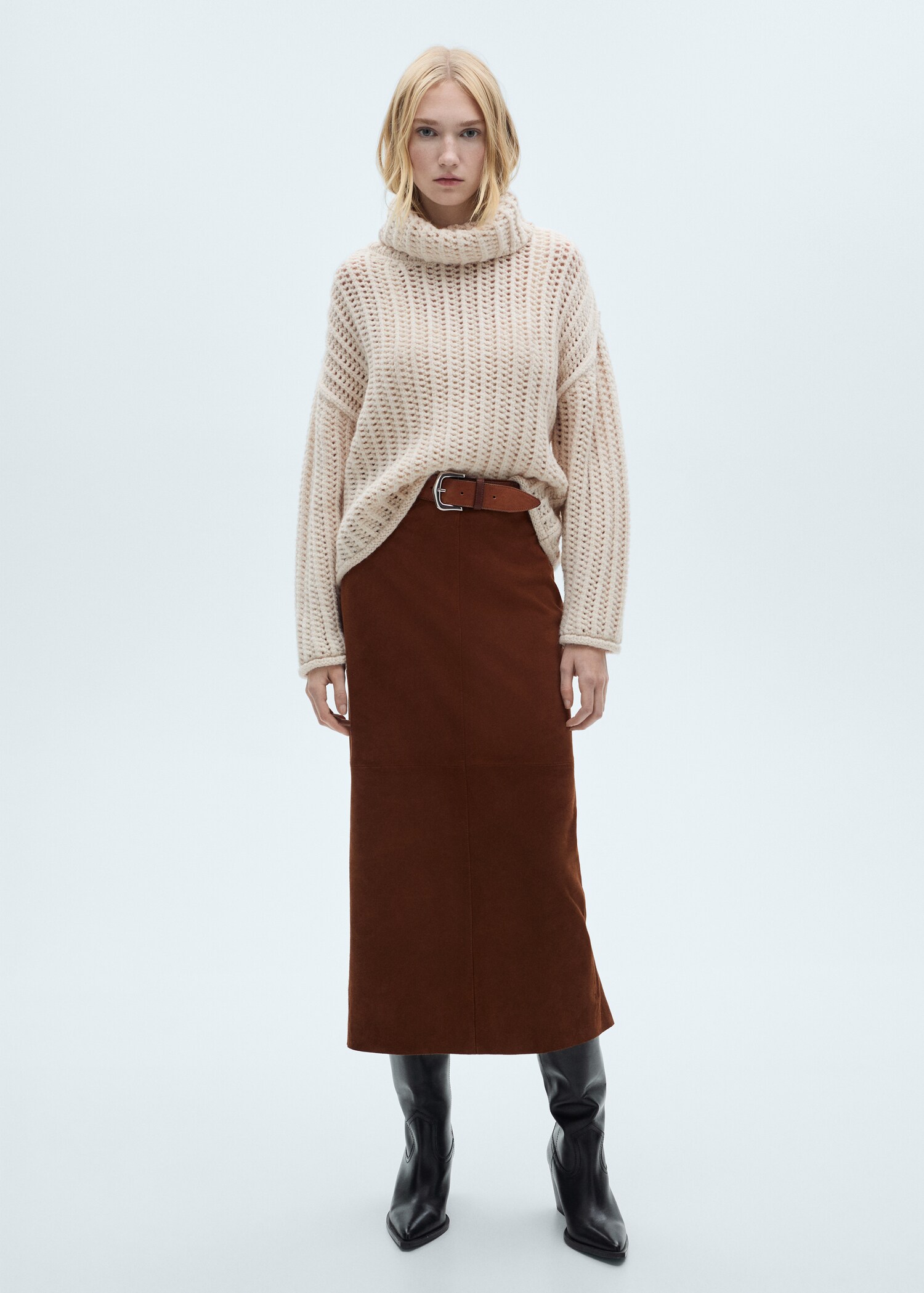 Openwork turtleneck sweater - General plane