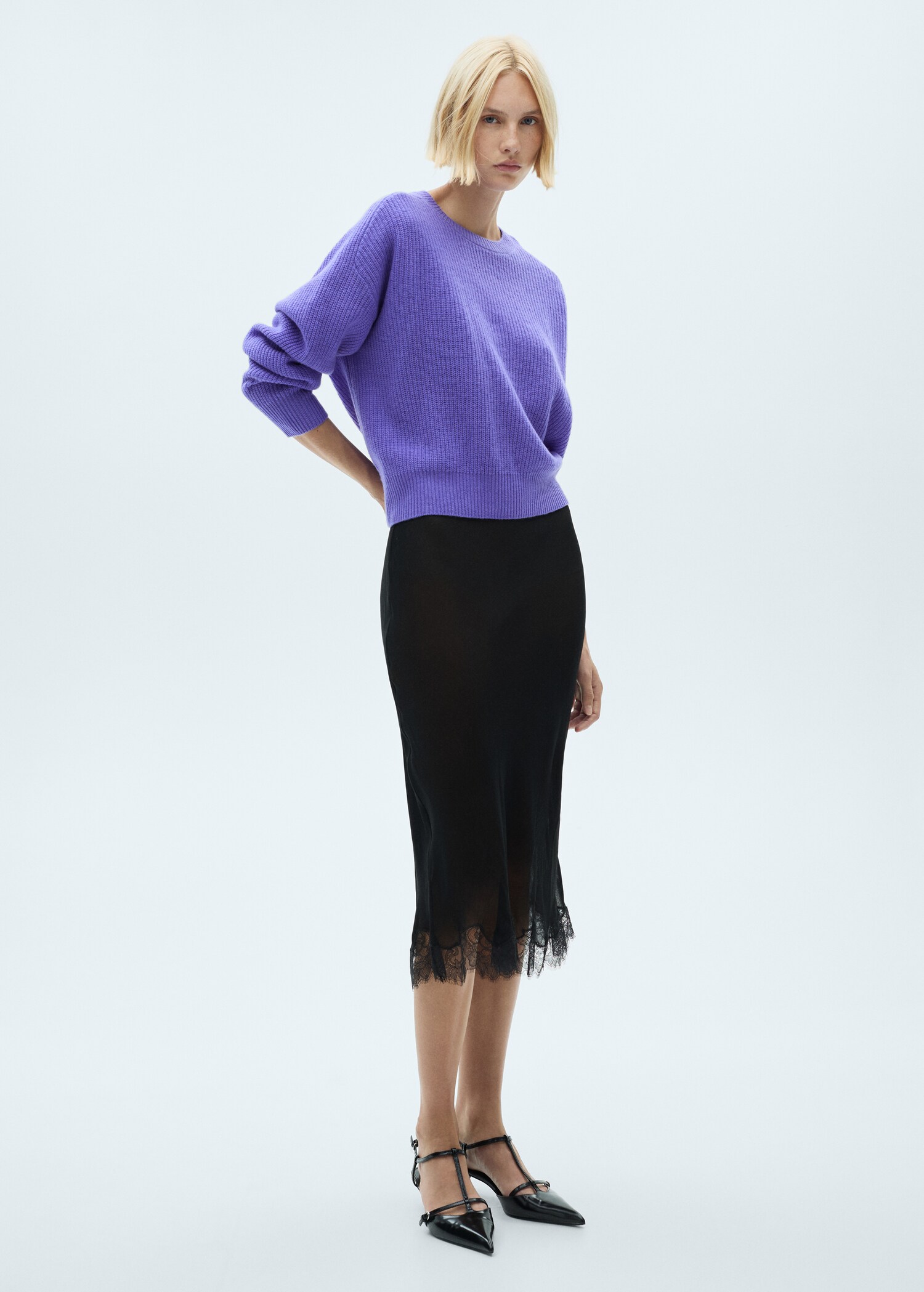 Pull-over en laine crop - Plan général