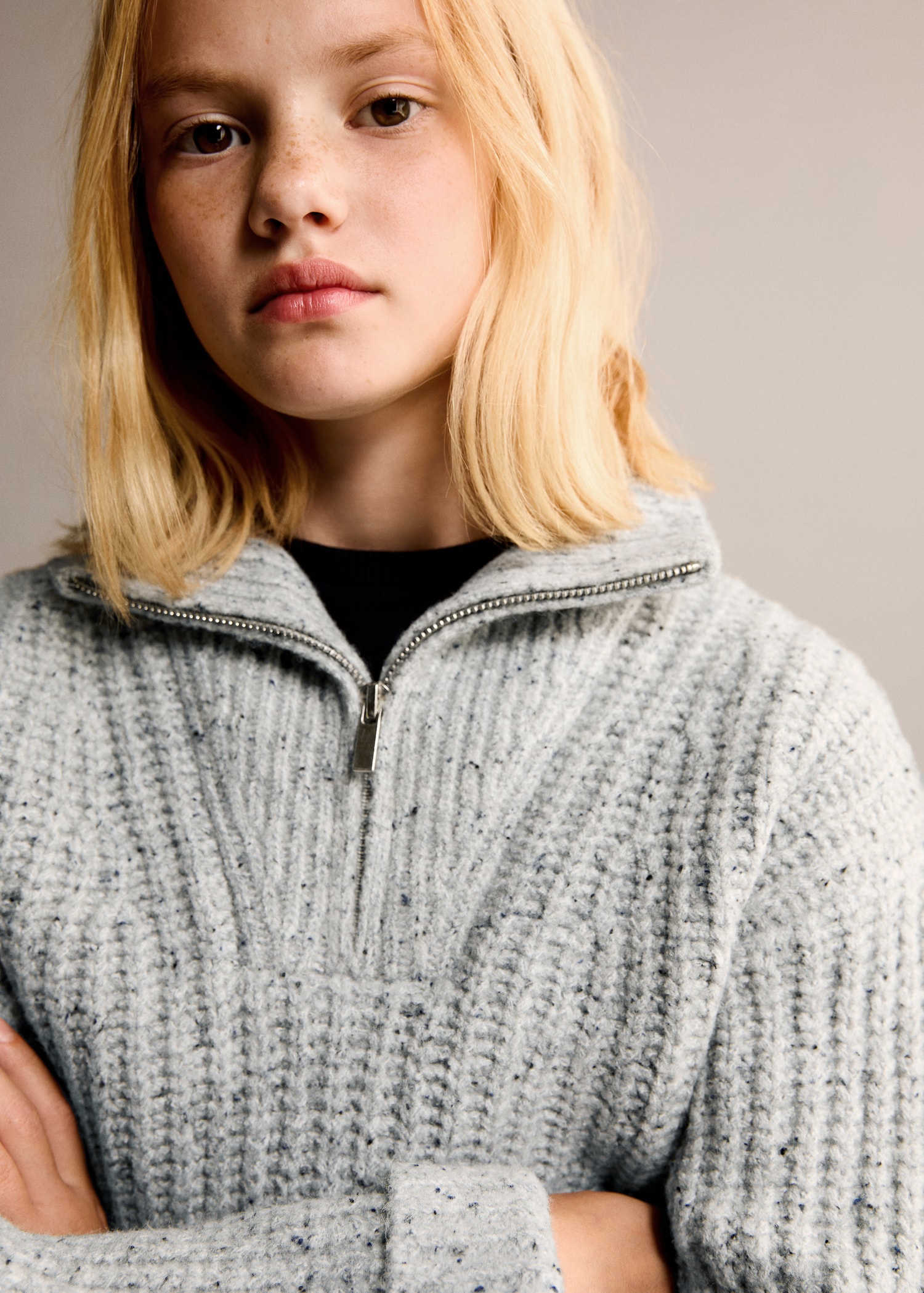 High neck sweater with zip - General plane