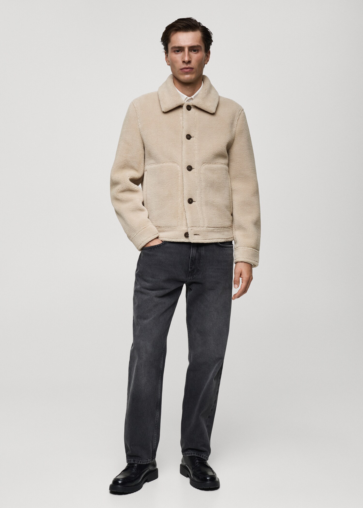 Veste moutonnée boutons regular-fit - Plan général