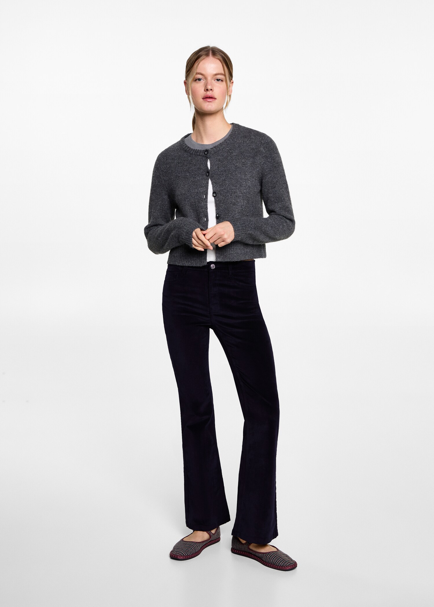 Flared velvet trousers - General plane