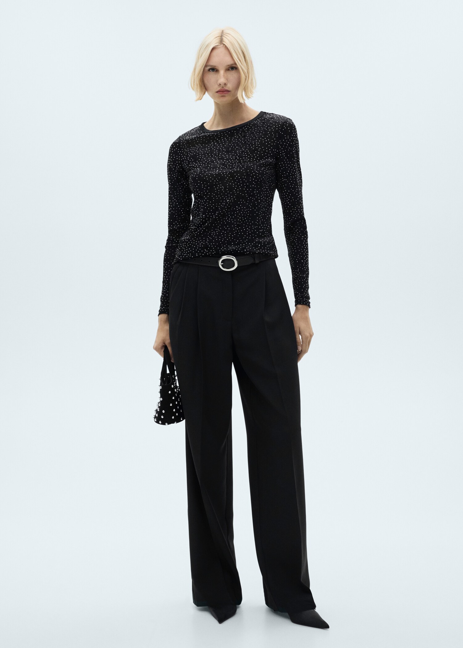 Long-sleeved t-shirt with rhinestone detail - General plane