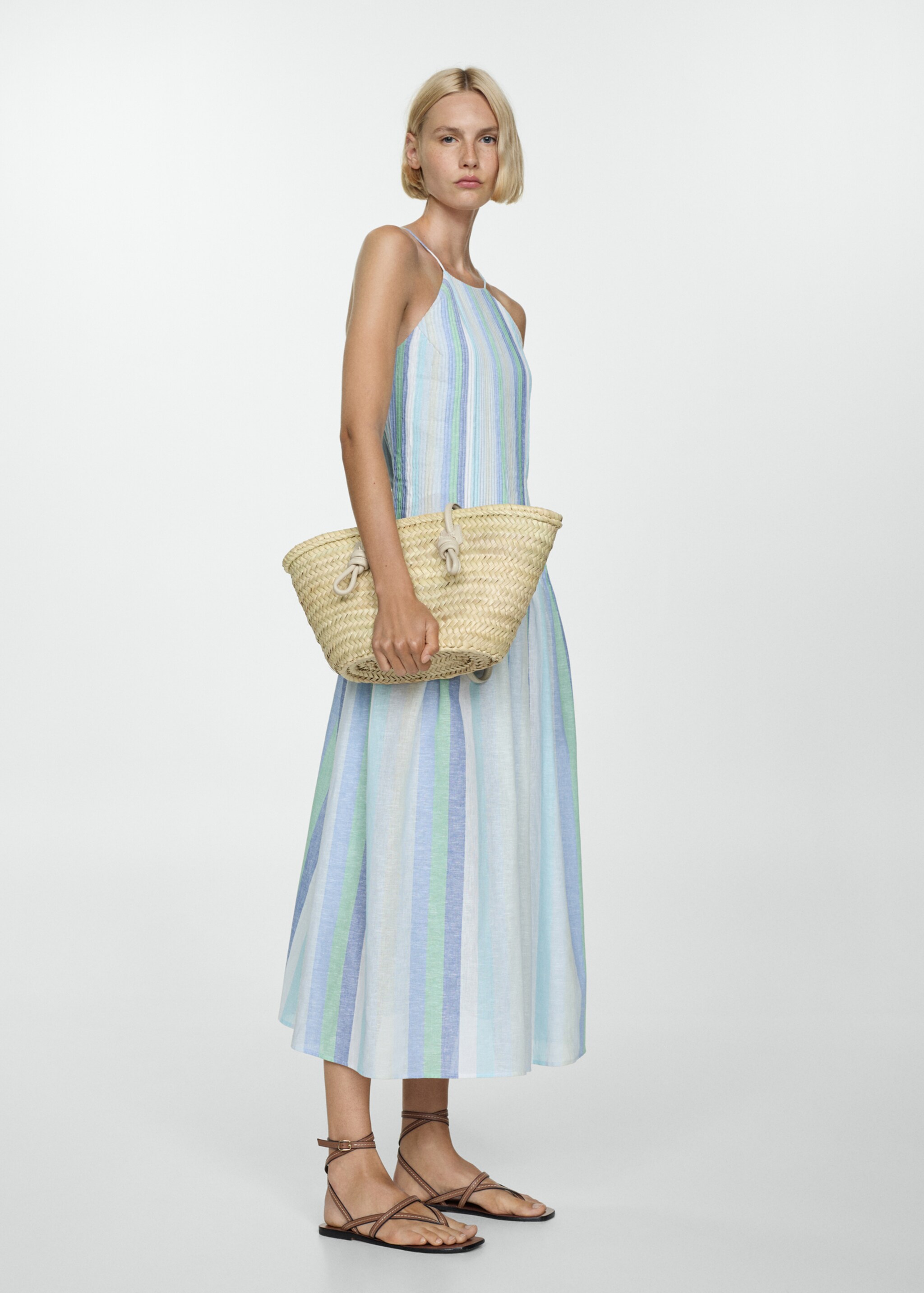 Vestido lino rayas - Plano general
