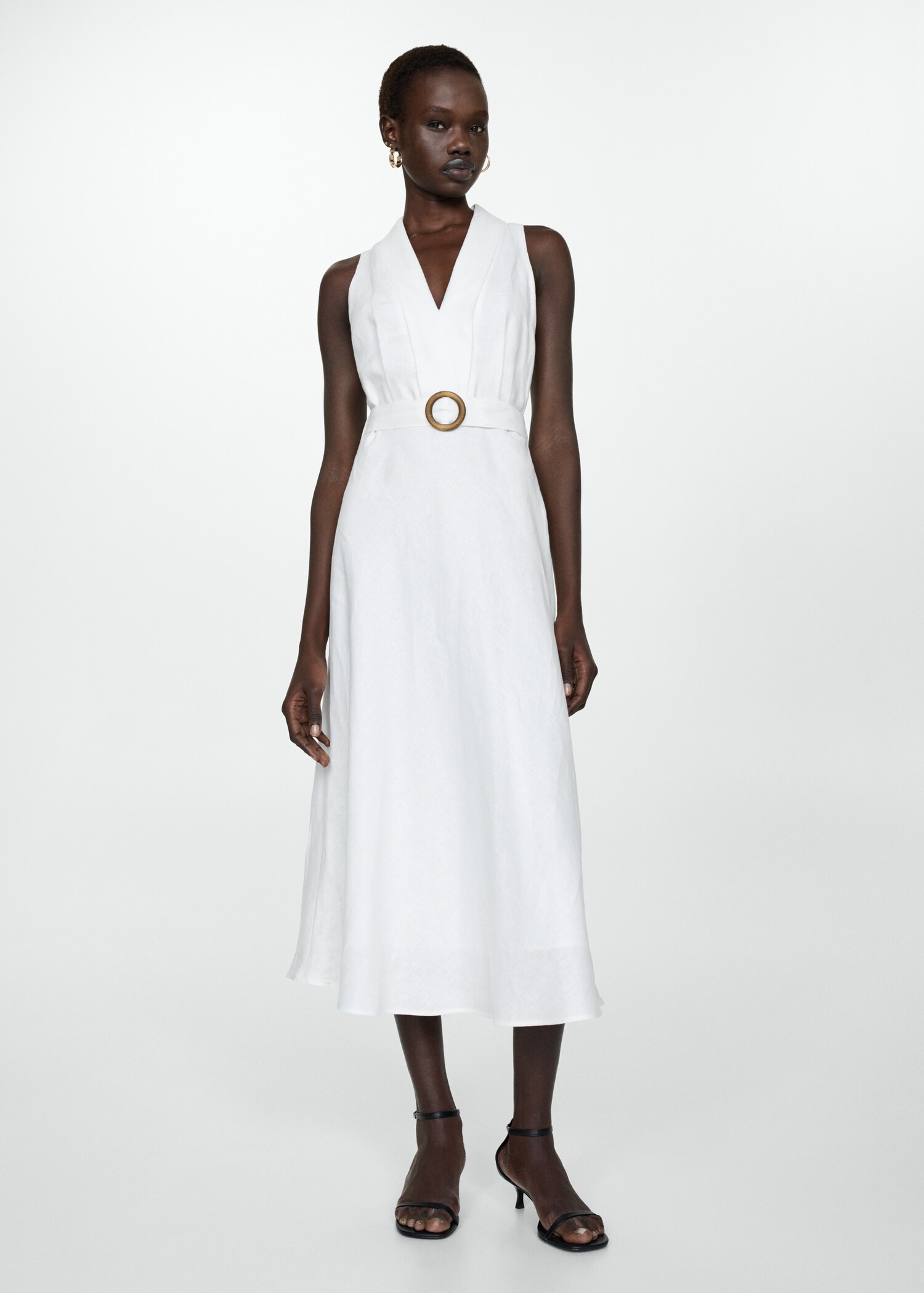 Belt linen dress - General plane