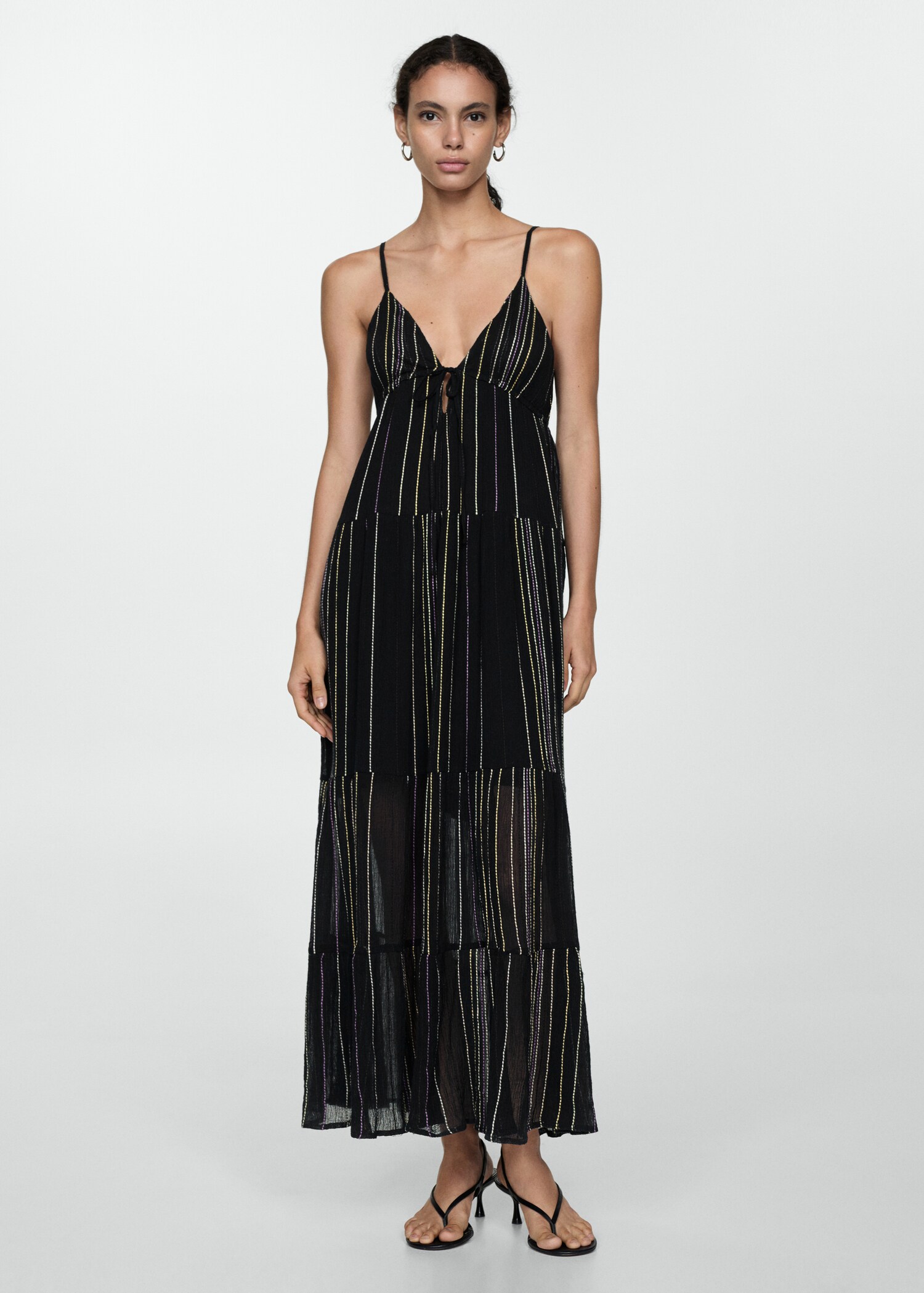 Strapless dress with decorative stitching - General plane