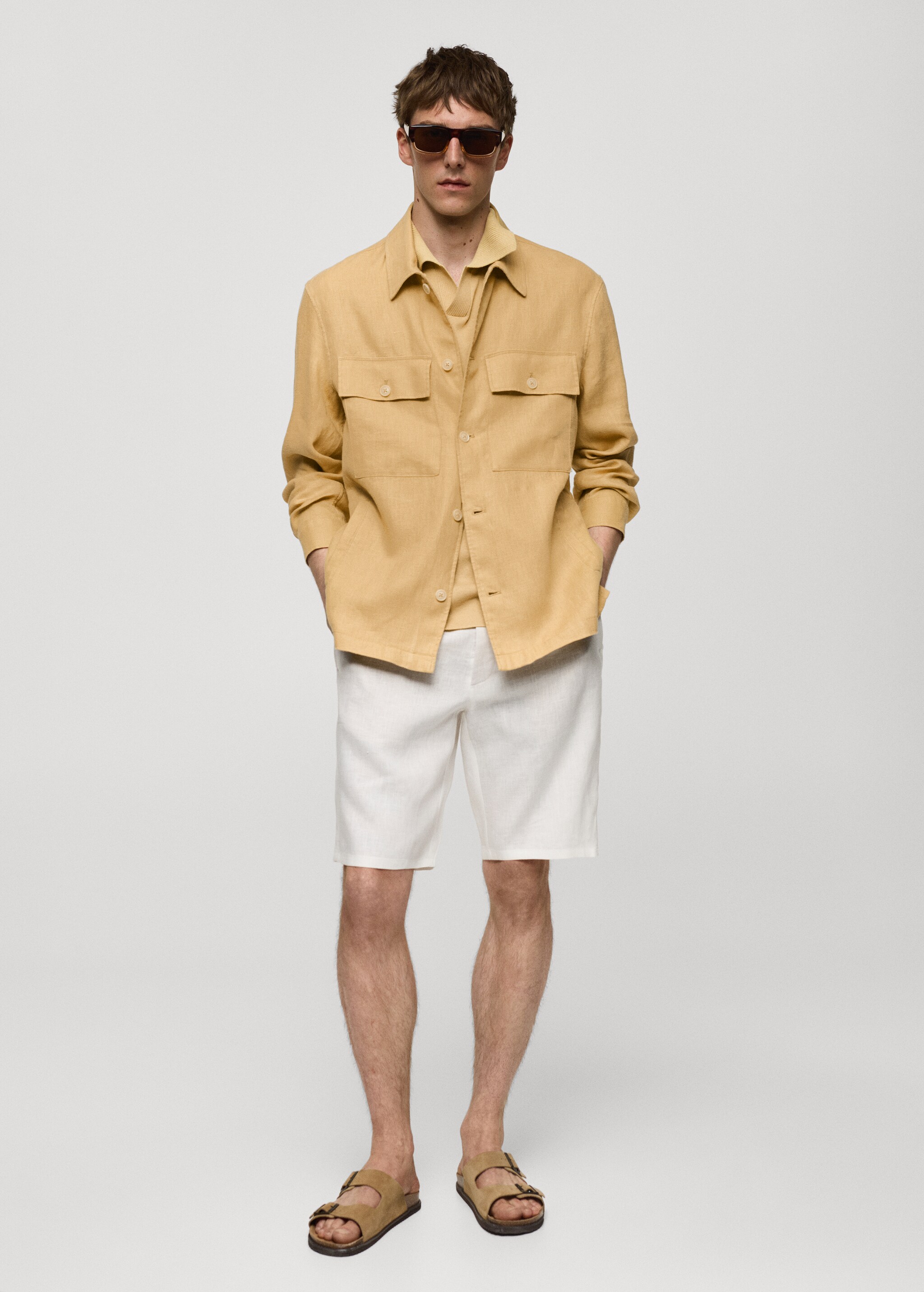 Overshirt mit Taschen aus 100 % Leinen - Allgemeine Ansicht