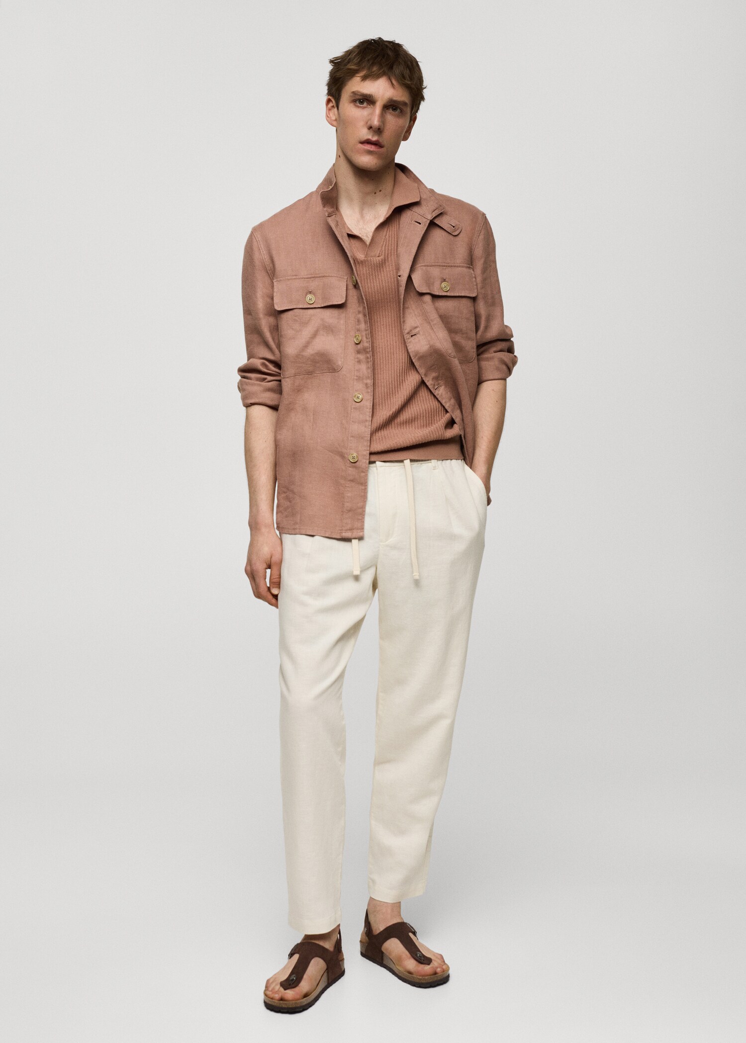 Pantalon slim fit lin cordon - Plan général