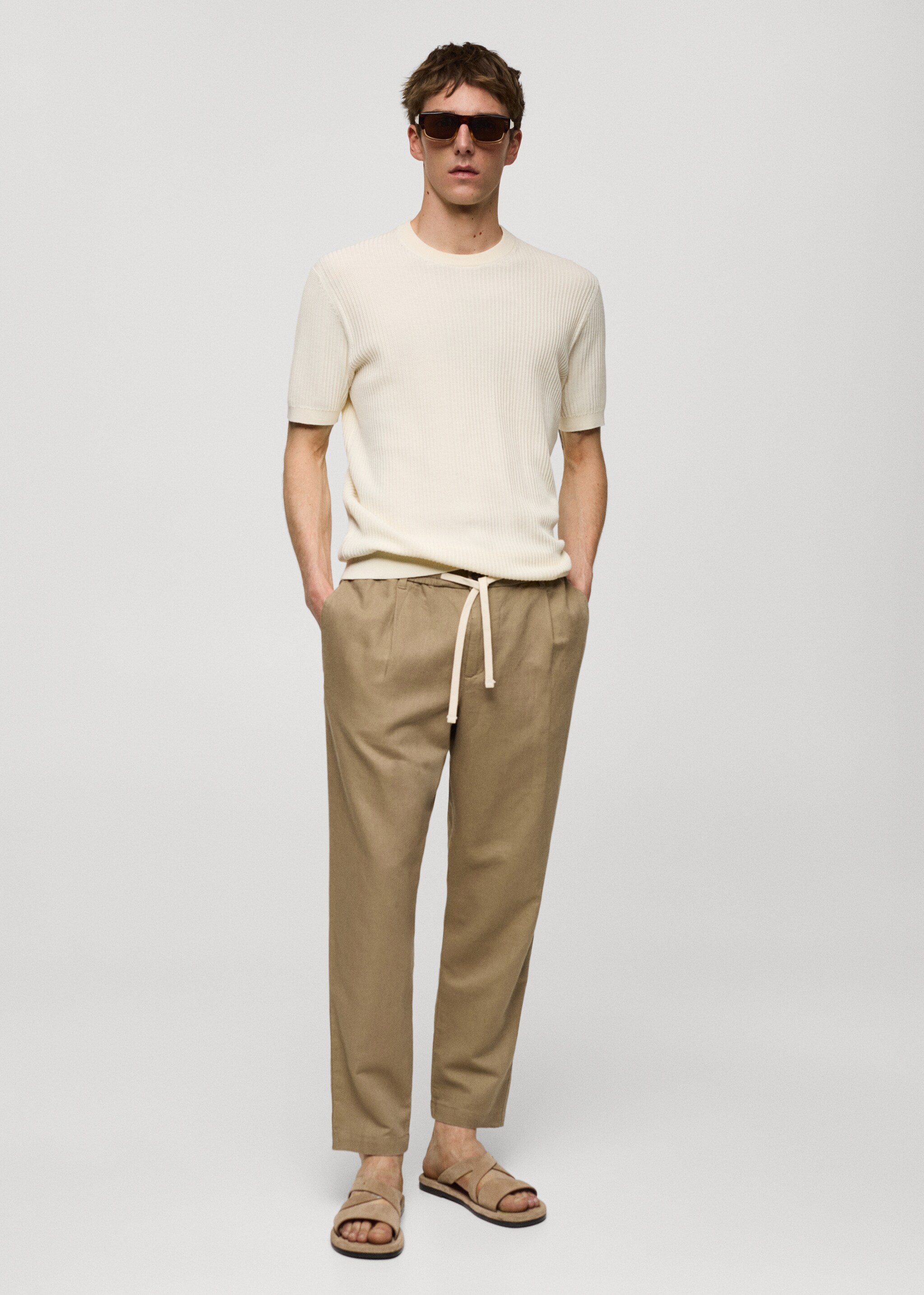 Slim-fit trousers with drawstring  - General plane