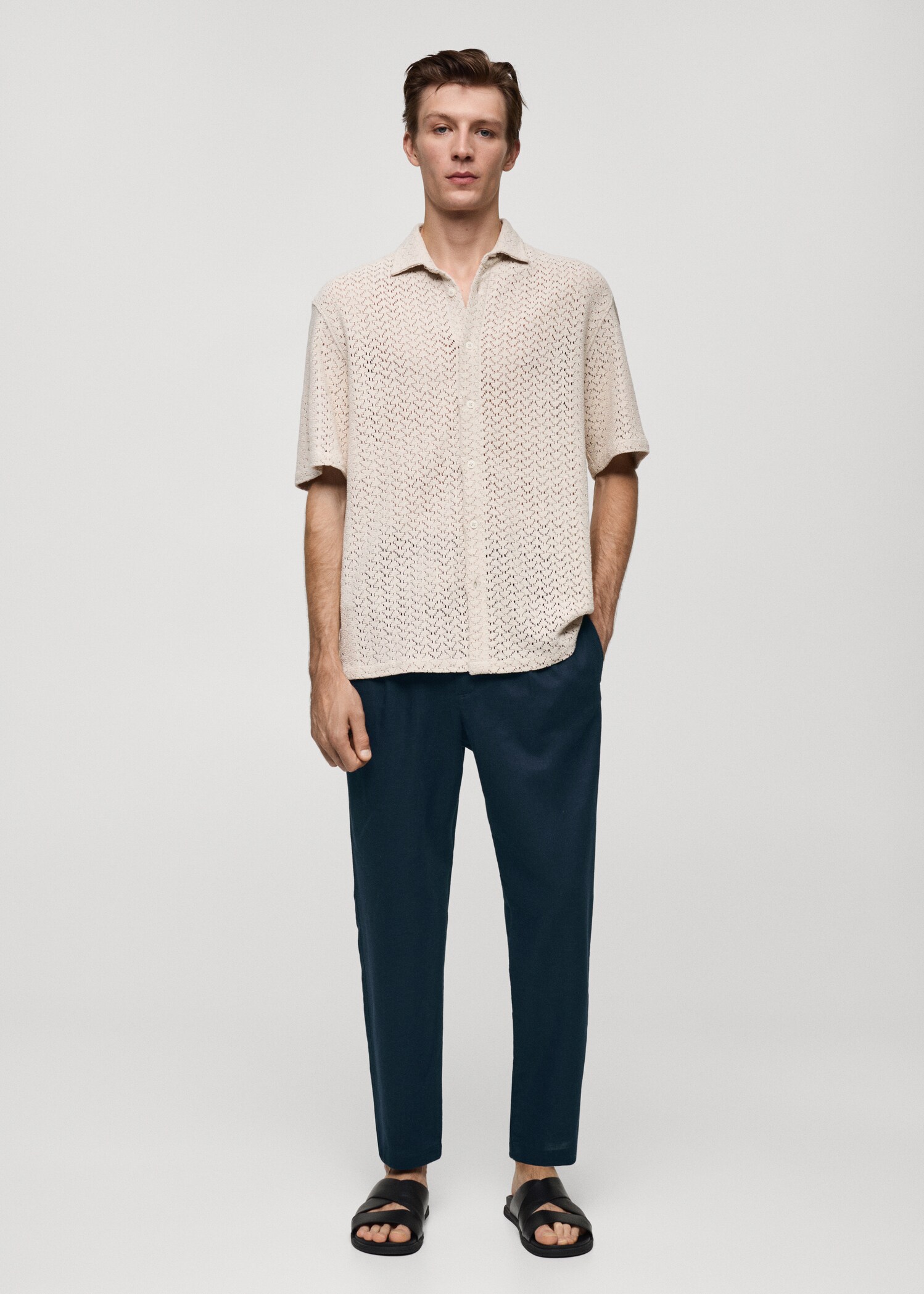 Pantalon slim fit lin cordon - Plan général