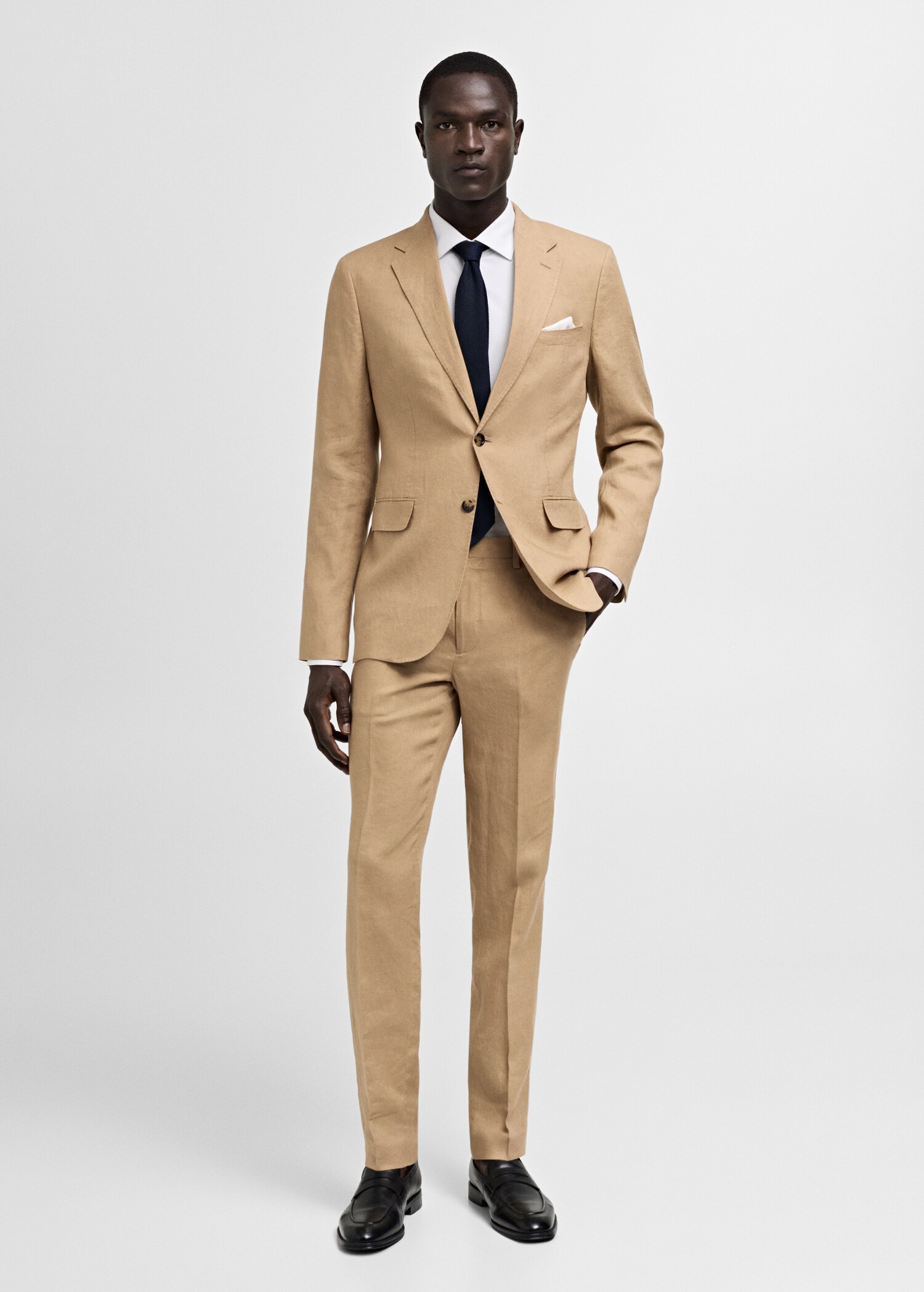 100% linen slim-fit suit jacket - General plane