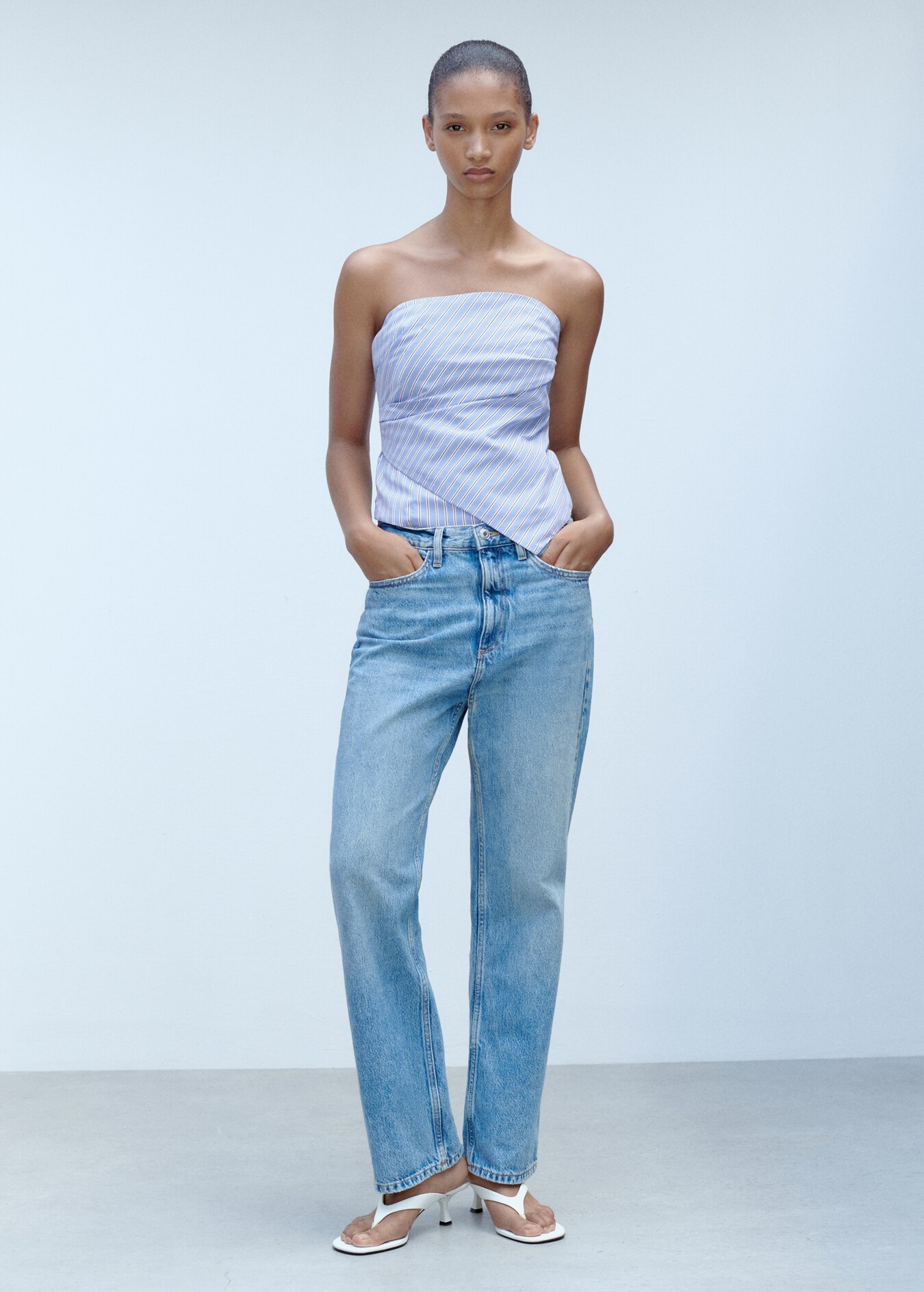 Out Of Touch Strapless Top Indigo