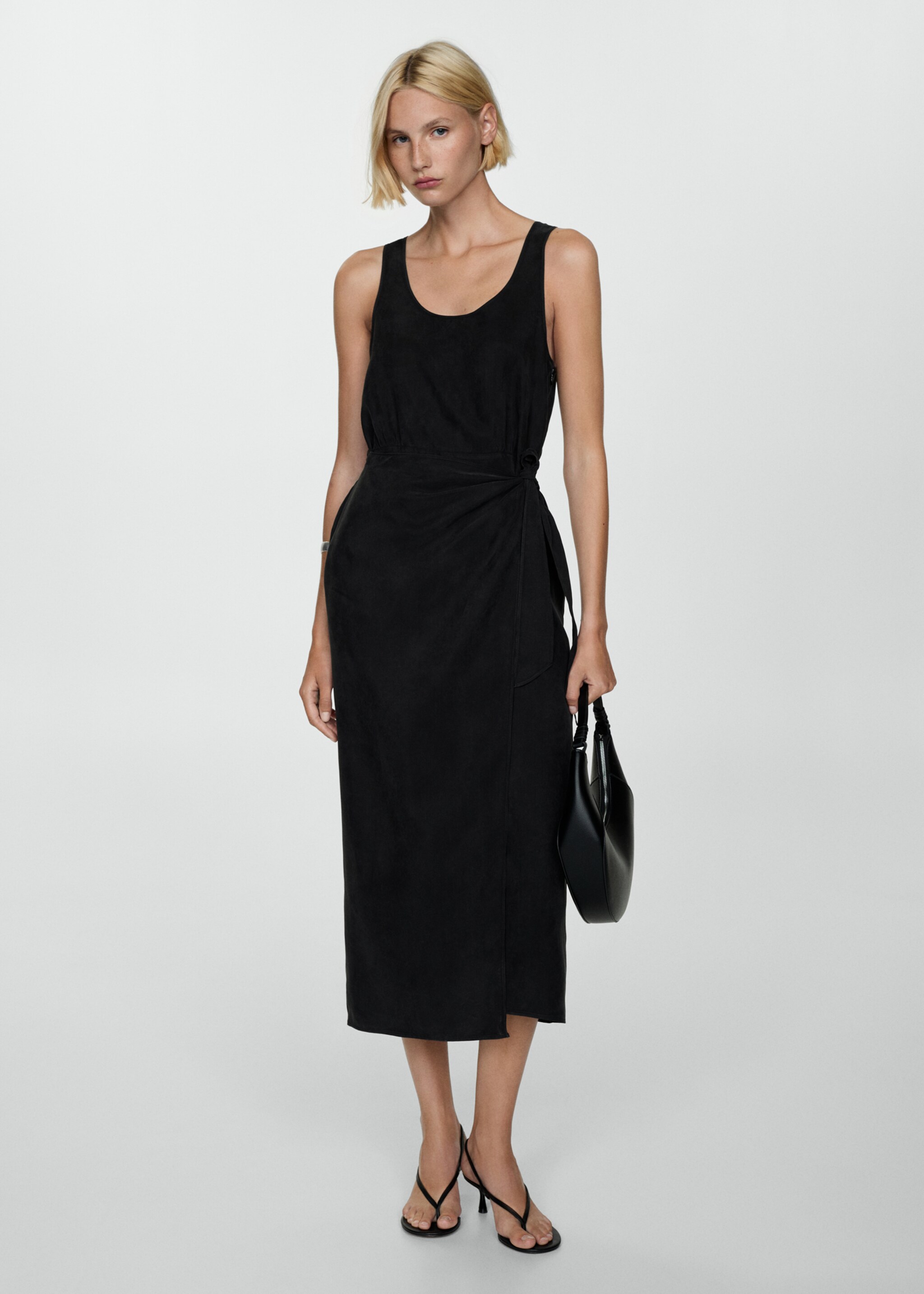 Cupro dress with side knot - General plane