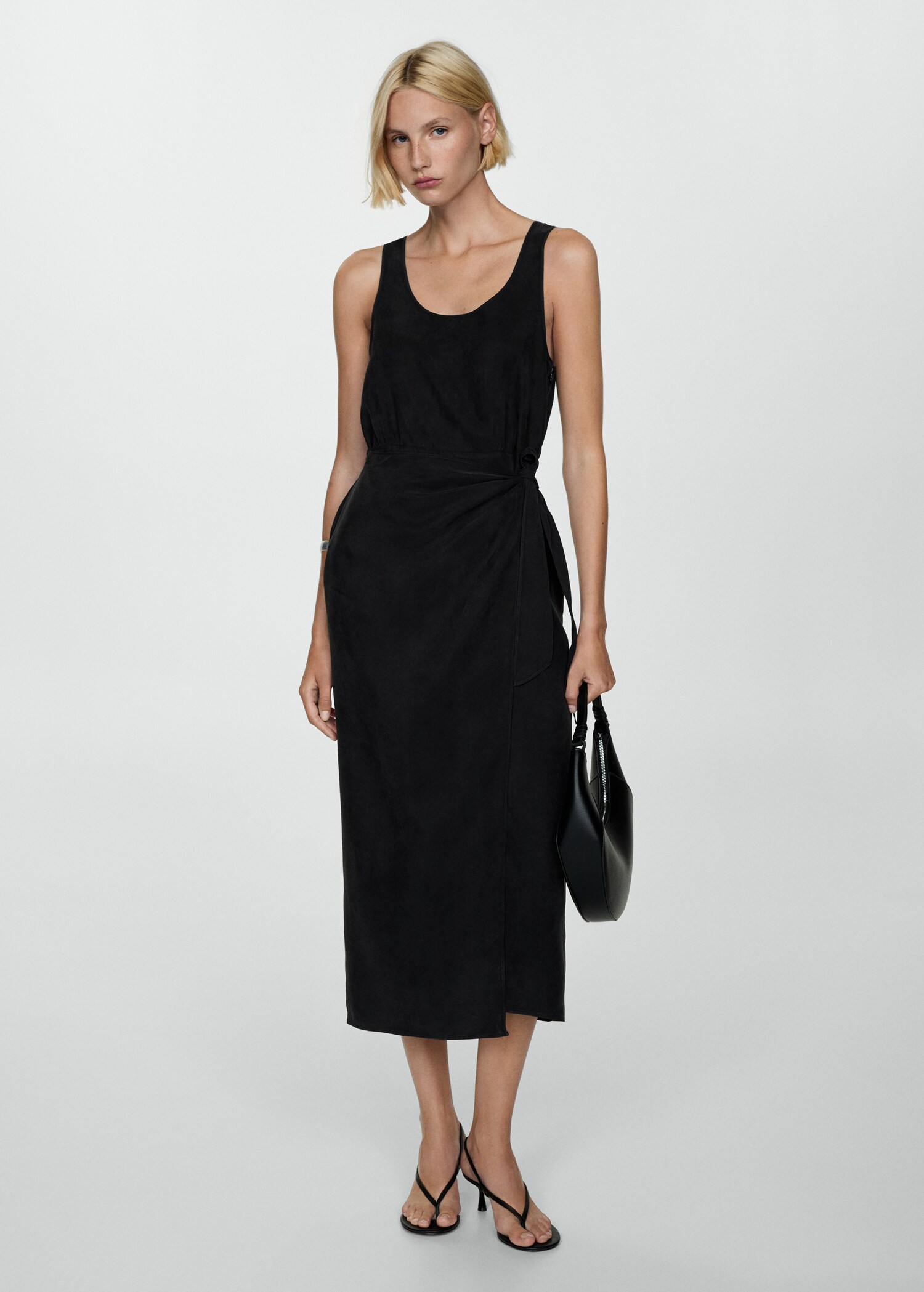 Vestido cupro nudo lateral - Plano general