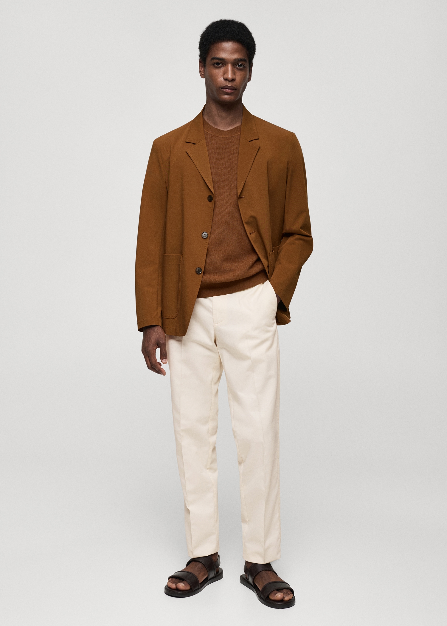 Regular-fit tencel cotton trousers - General plane