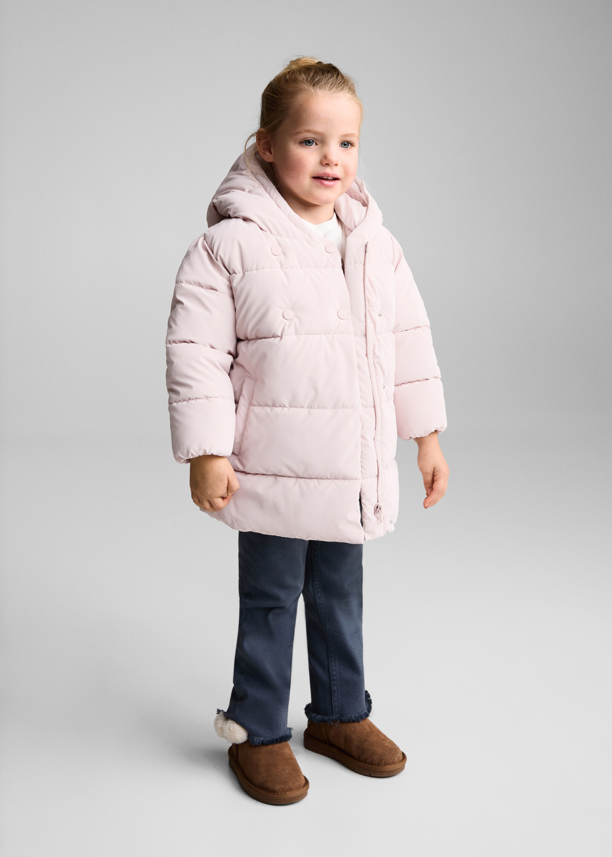 Anorak matelassée imitation mouton retourné - Plan général