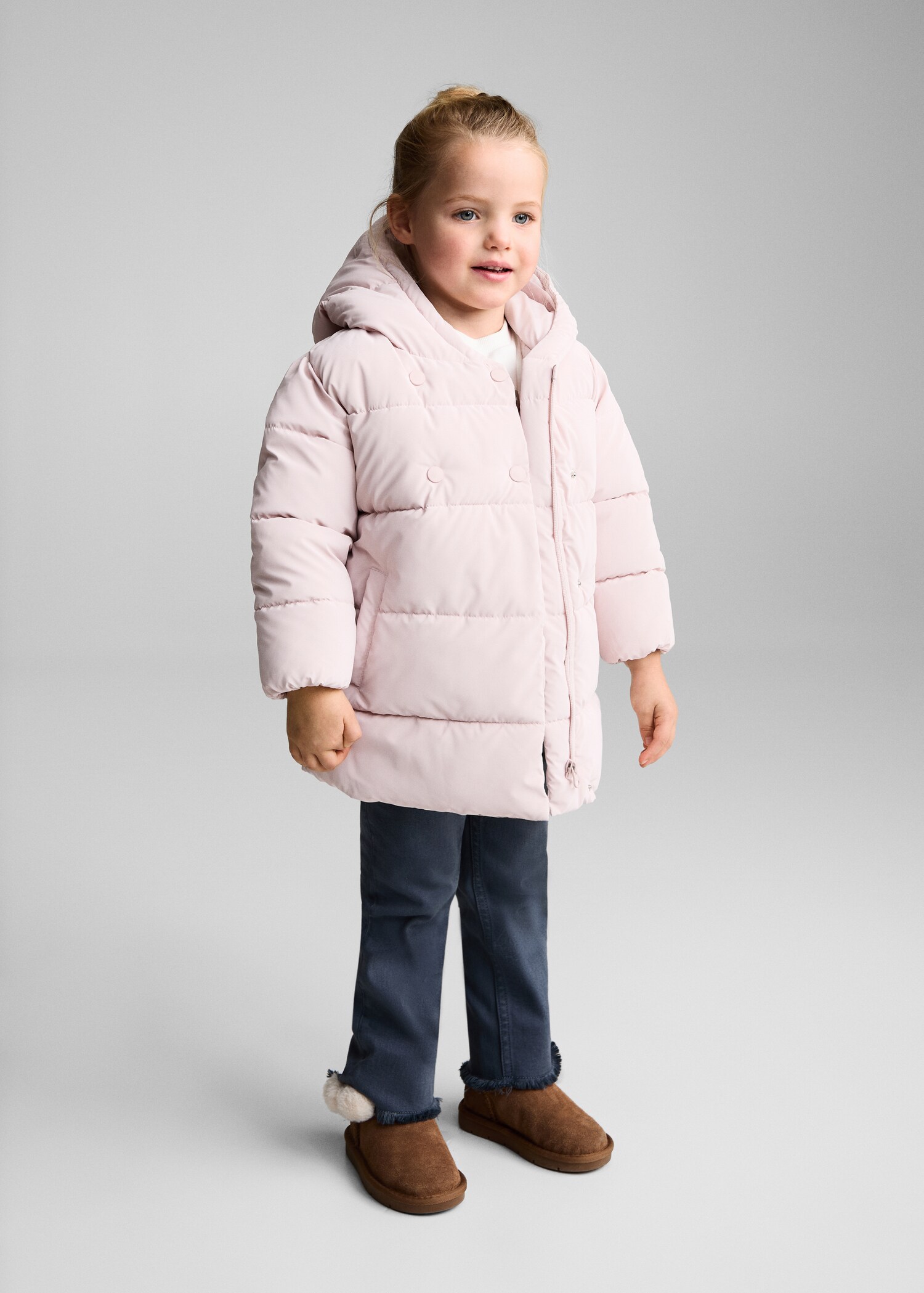 Anorak matelassée imitation mouton retourné - Plan général