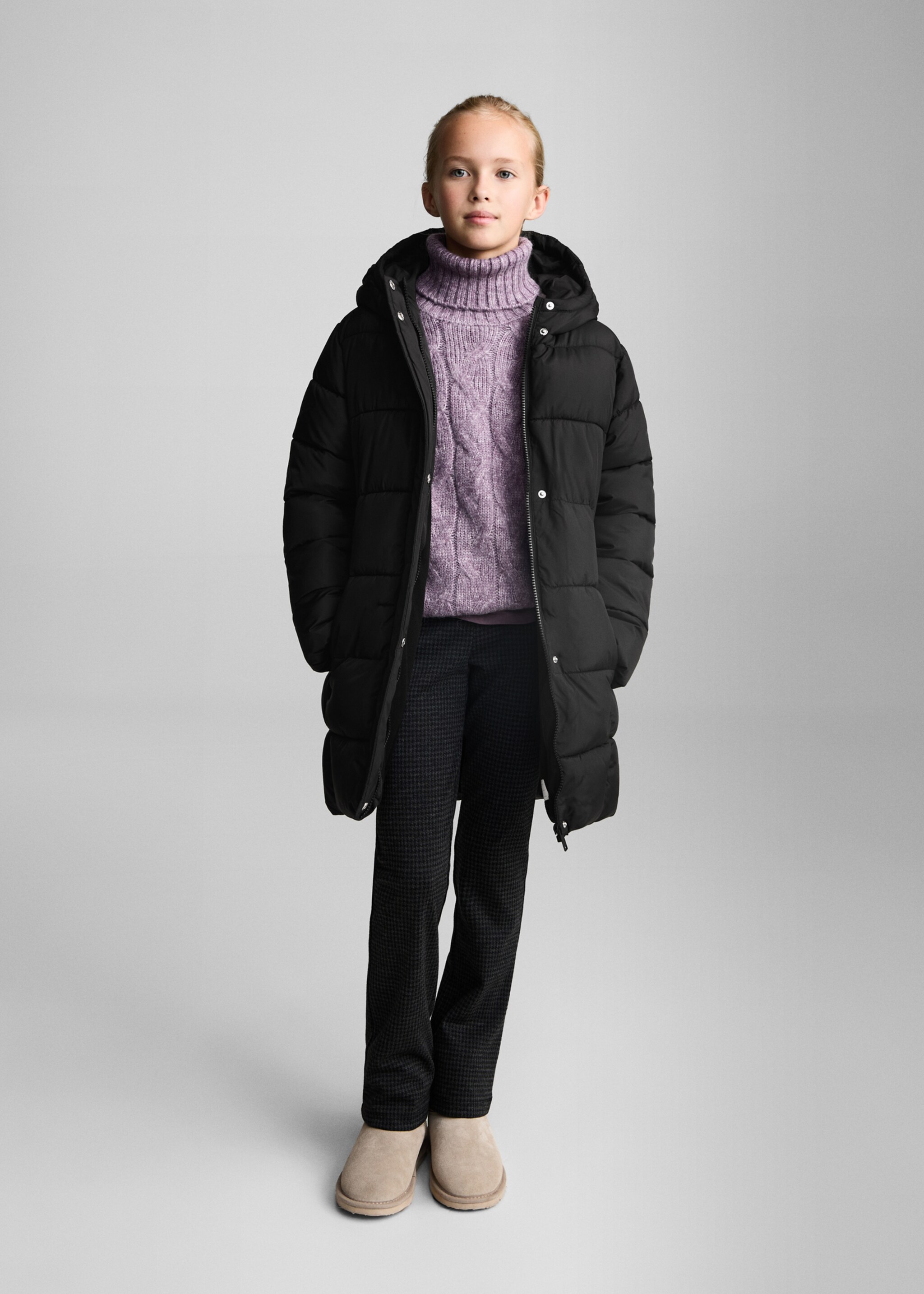 Hood quilted coat - General plane