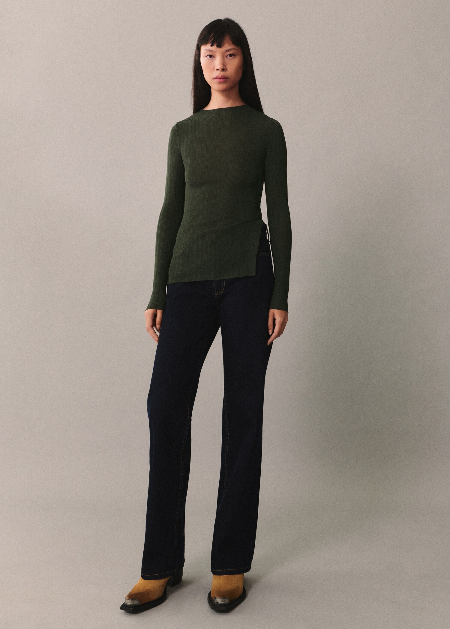 Semi-transparent t-shirt with button detail - General plane