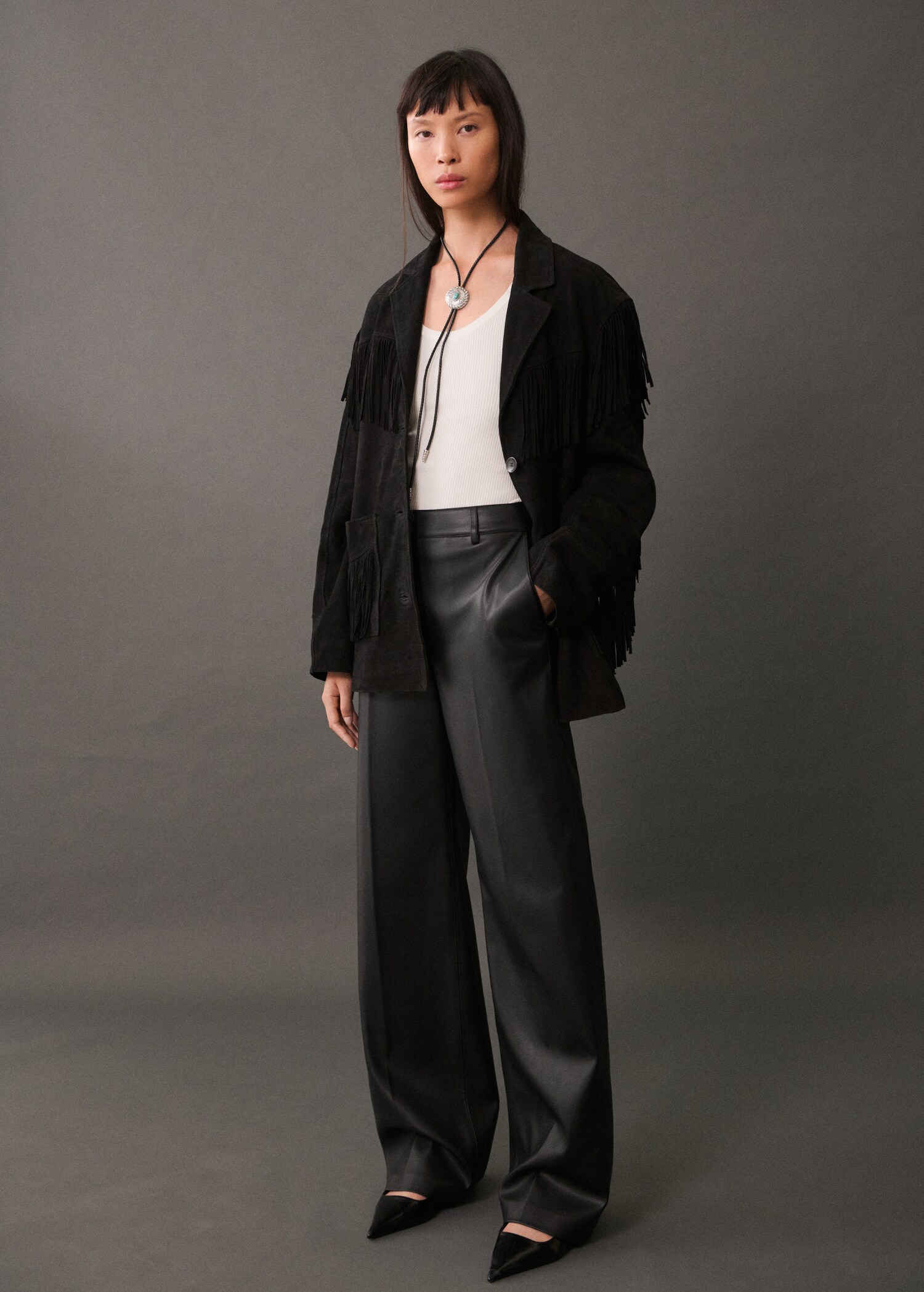 Pantalon wideleg simili-cuir - Plan général