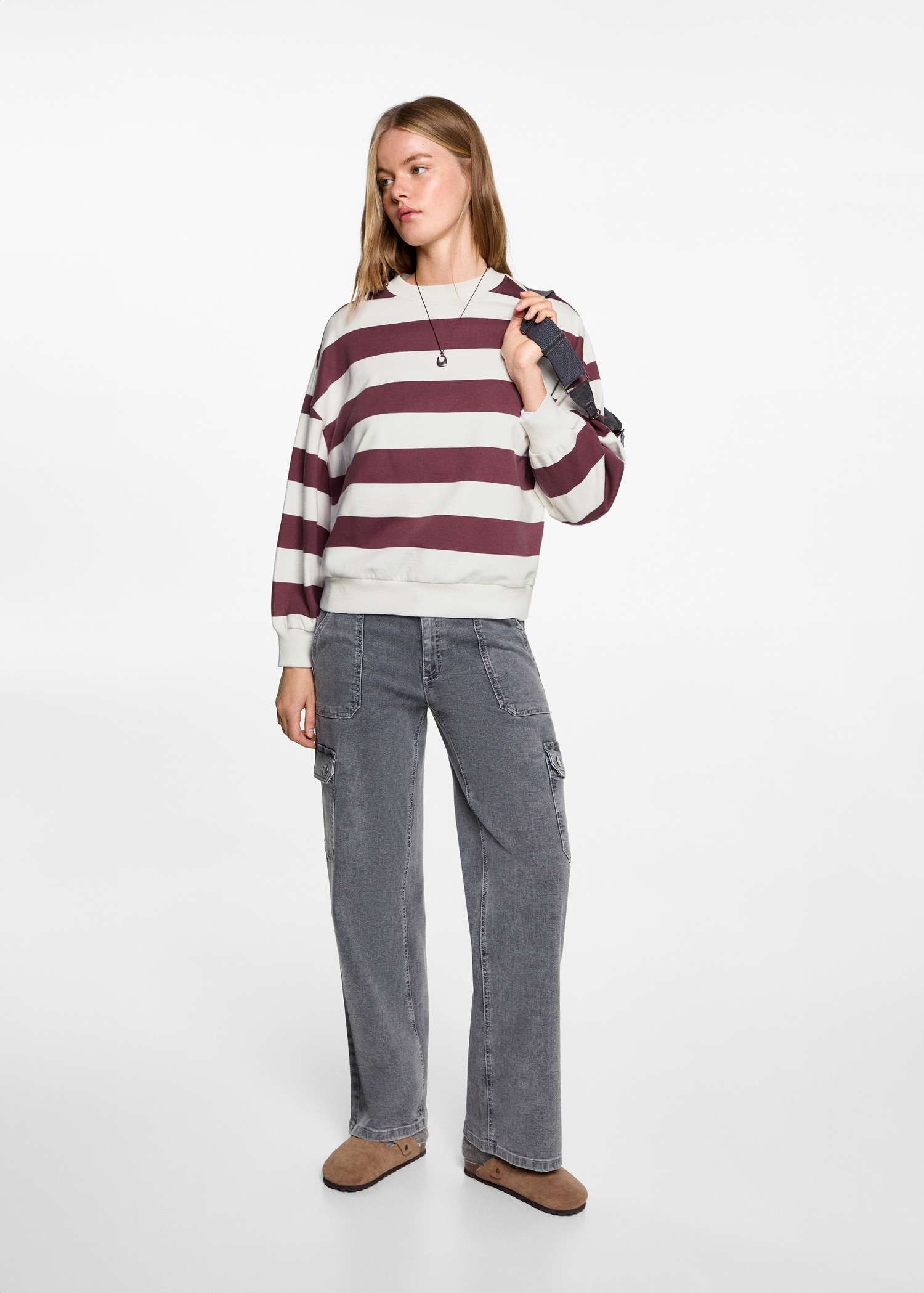 Striped cotton-blend sweatshirt - General plane