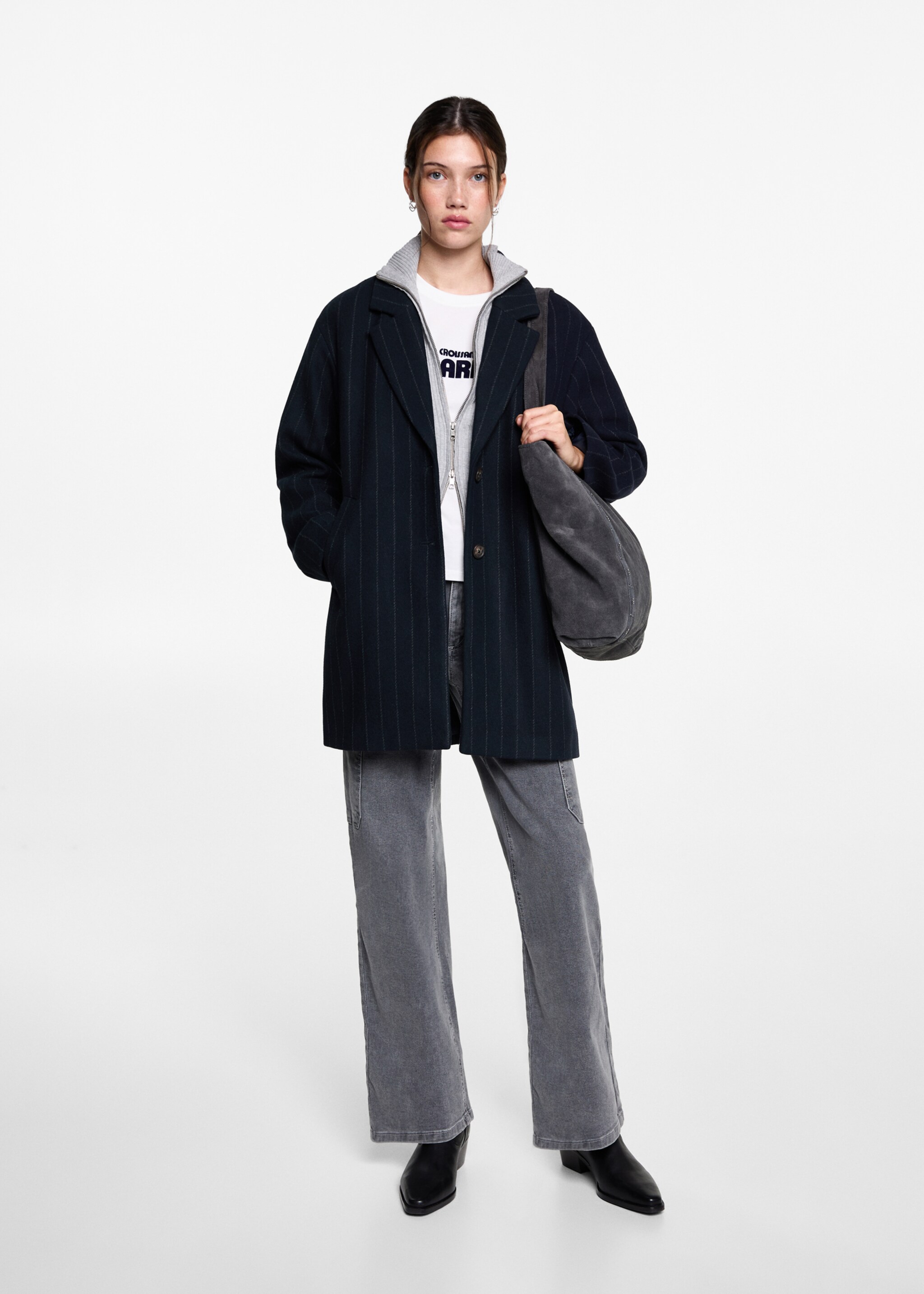 Striped wool coat - General plane