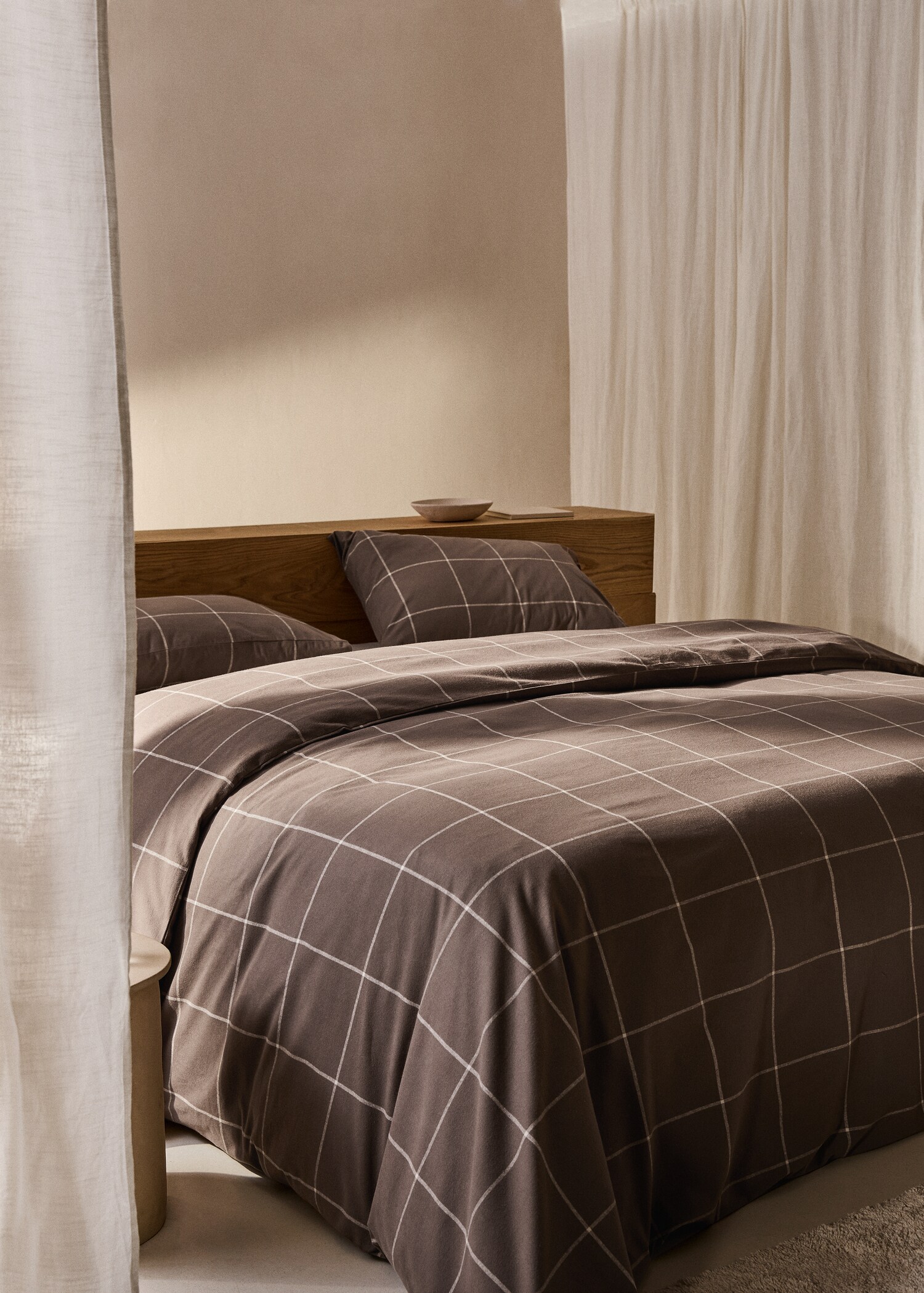 Duvet cover cotton flannel checkered cotton bed 135cm - General plane