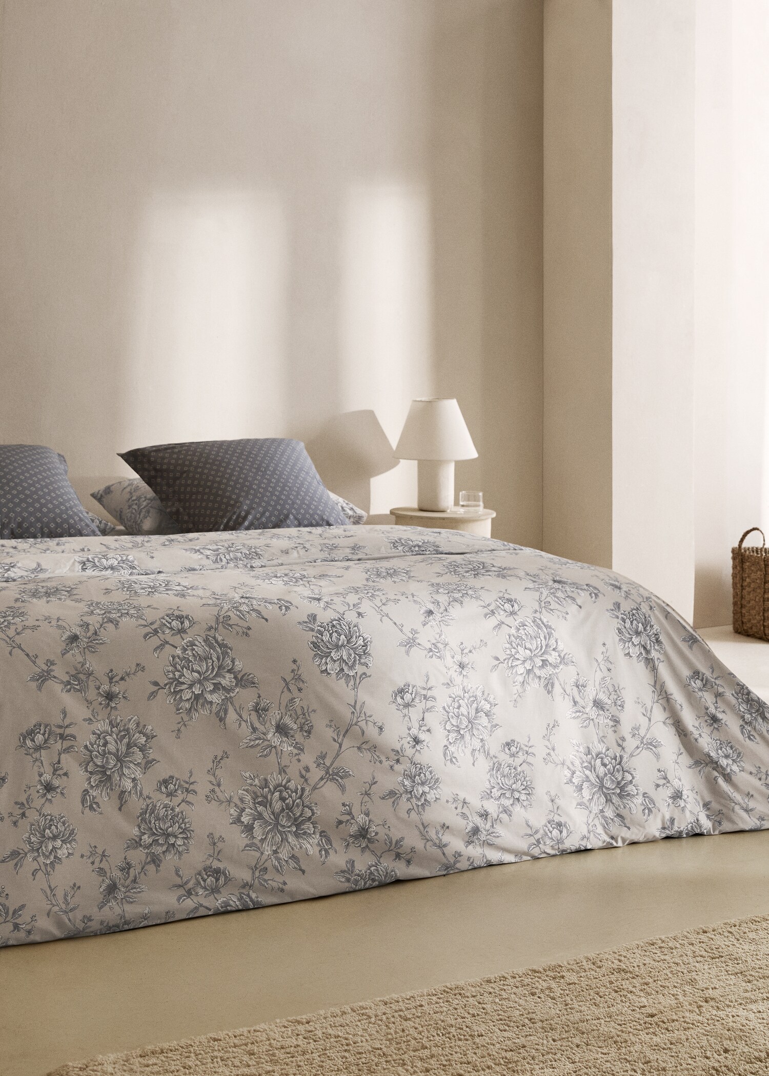 Funda nórdica algodón percal flores cama 135cm - Plano general