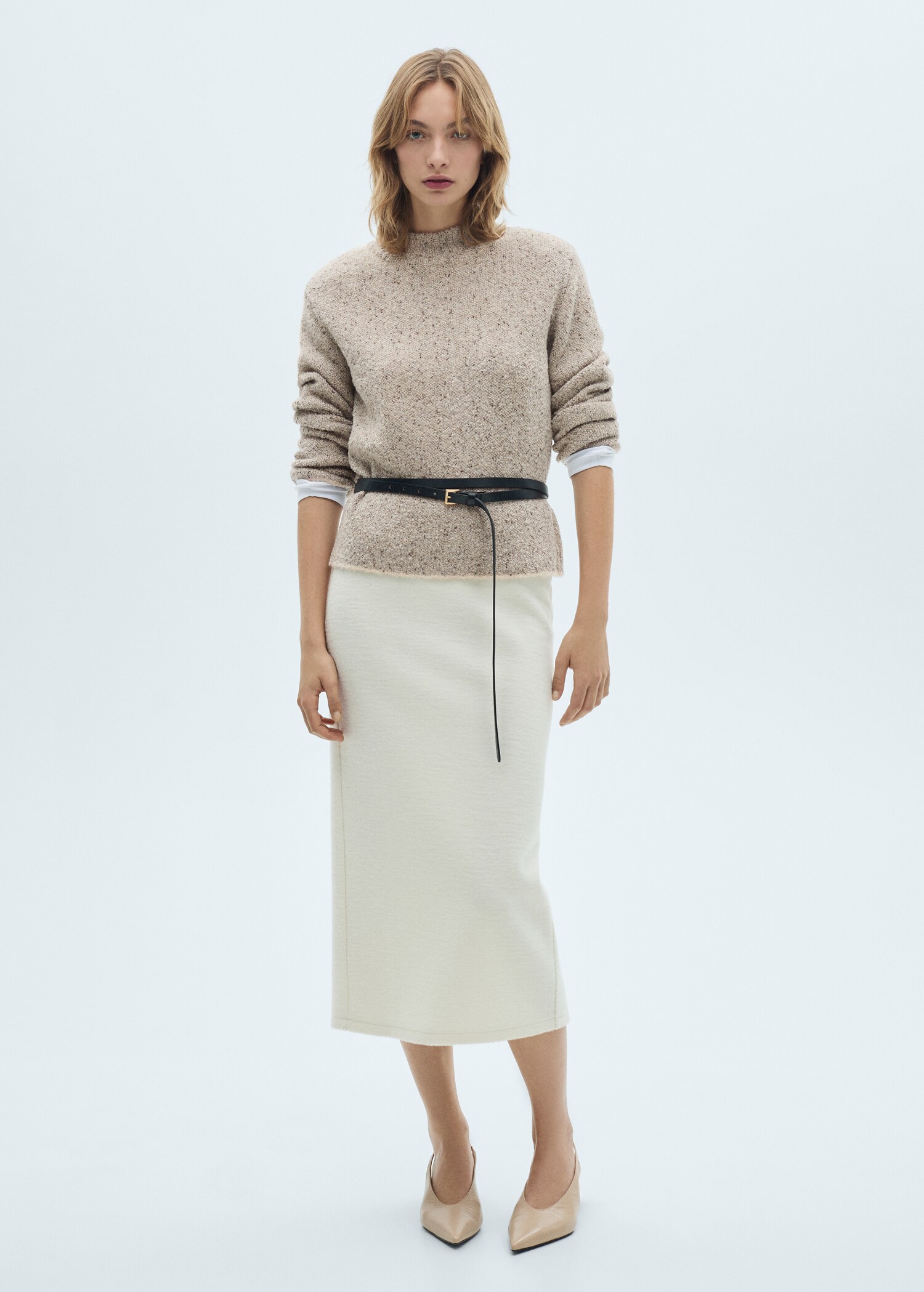 Rib-knit sweater with perkins neck - General plane