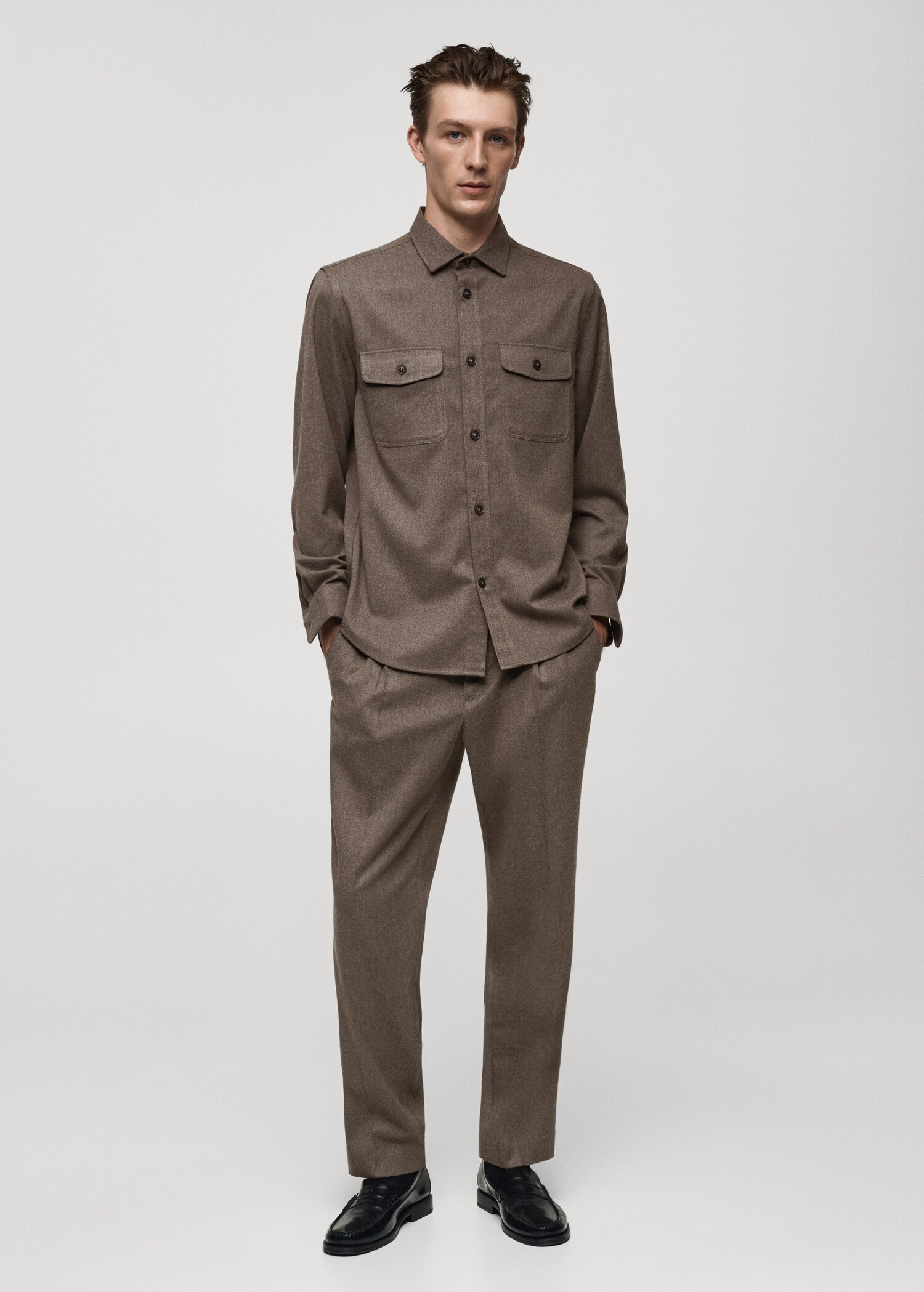 Pantalon regular fit pinces cordon - Plan général