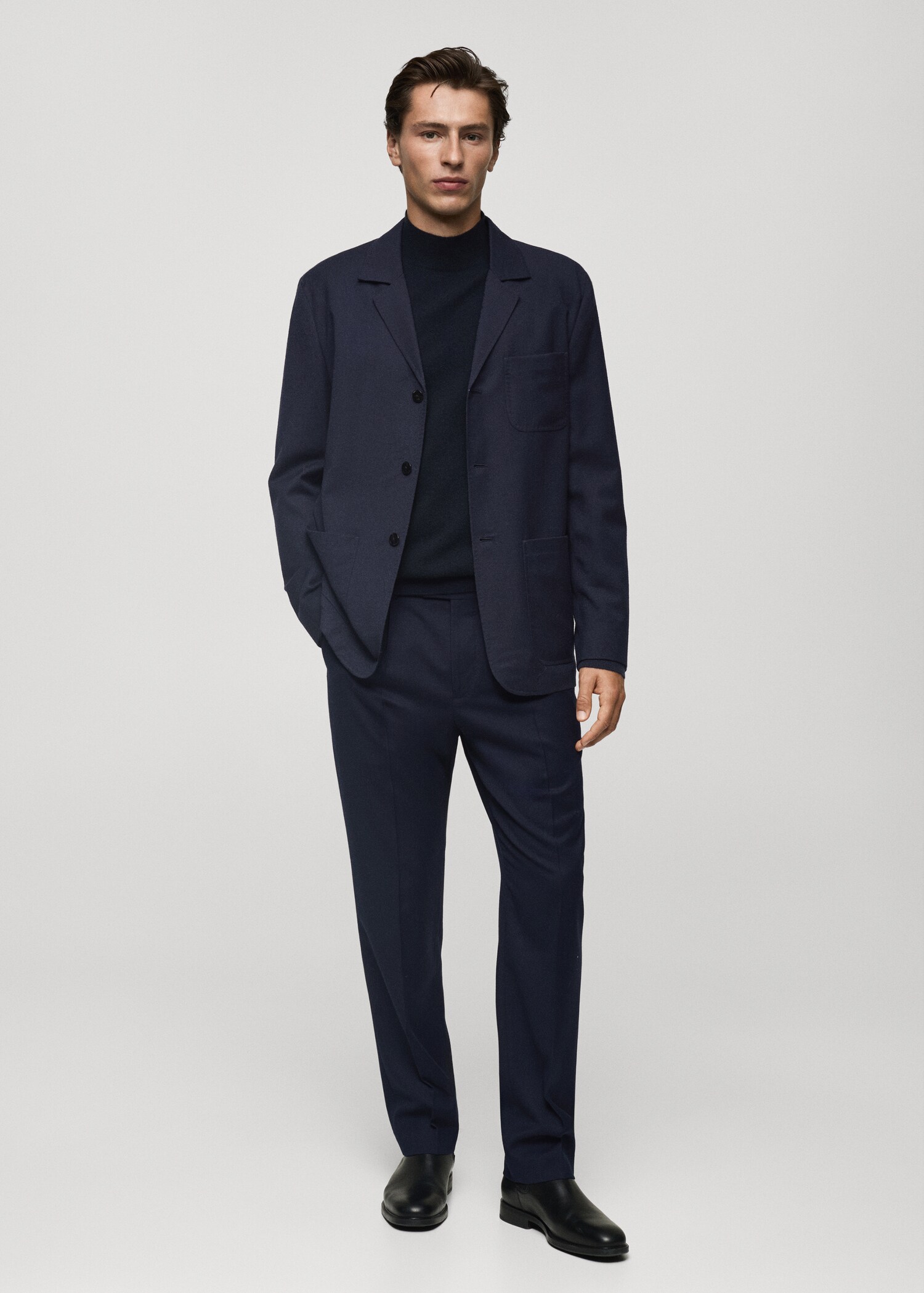 100% virgin wool flannel suit trousers - General plane