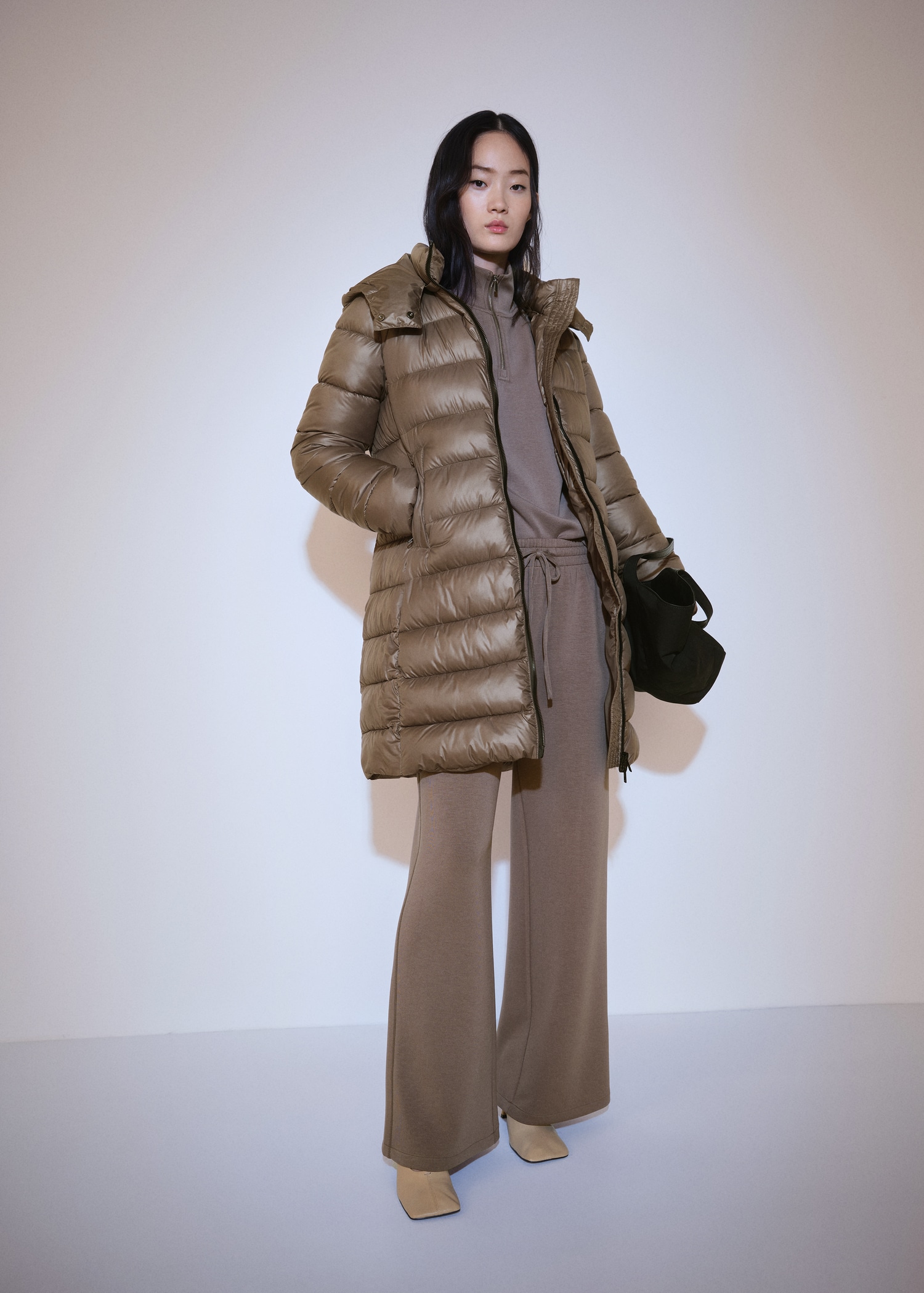 Mango Outlet Anoraks Baratos Plumifero Largo Marron Mujer