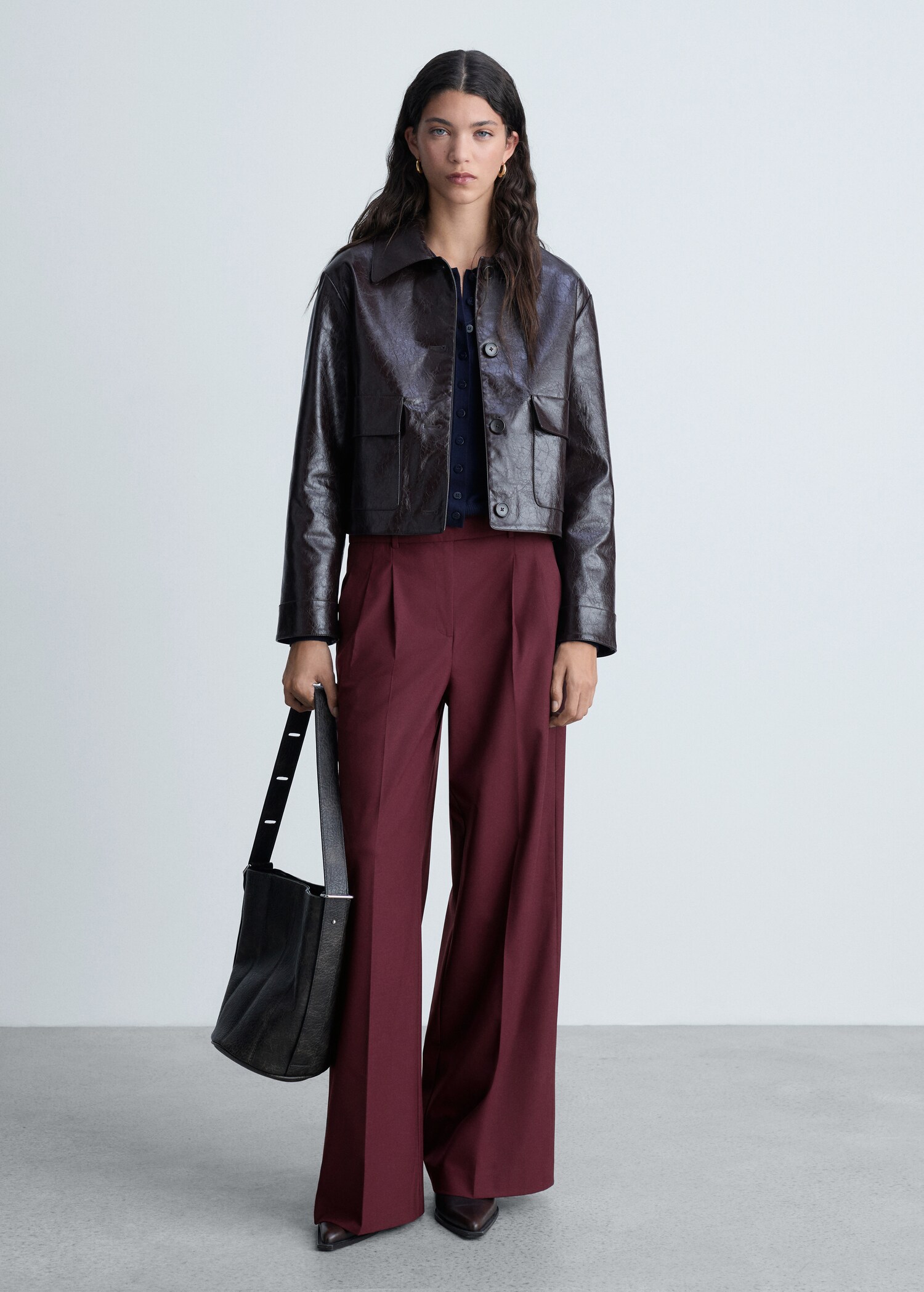 Wideleg pleated wool trousers - General plane